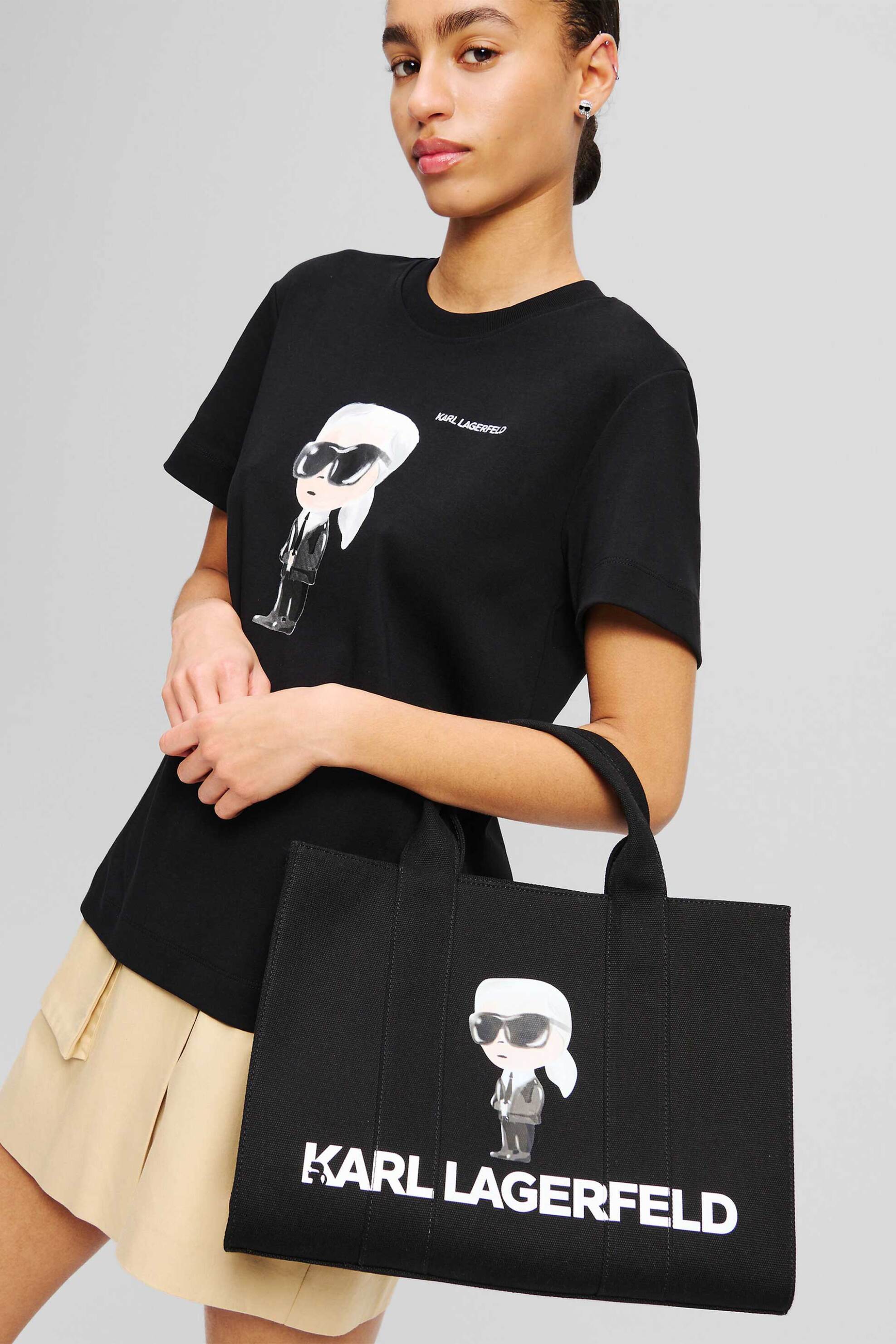 Karl Lagerfeld Γυναικεία Τσάντα Tote Ikon Aquarelle Canvas - A2W50047 Μαύρο