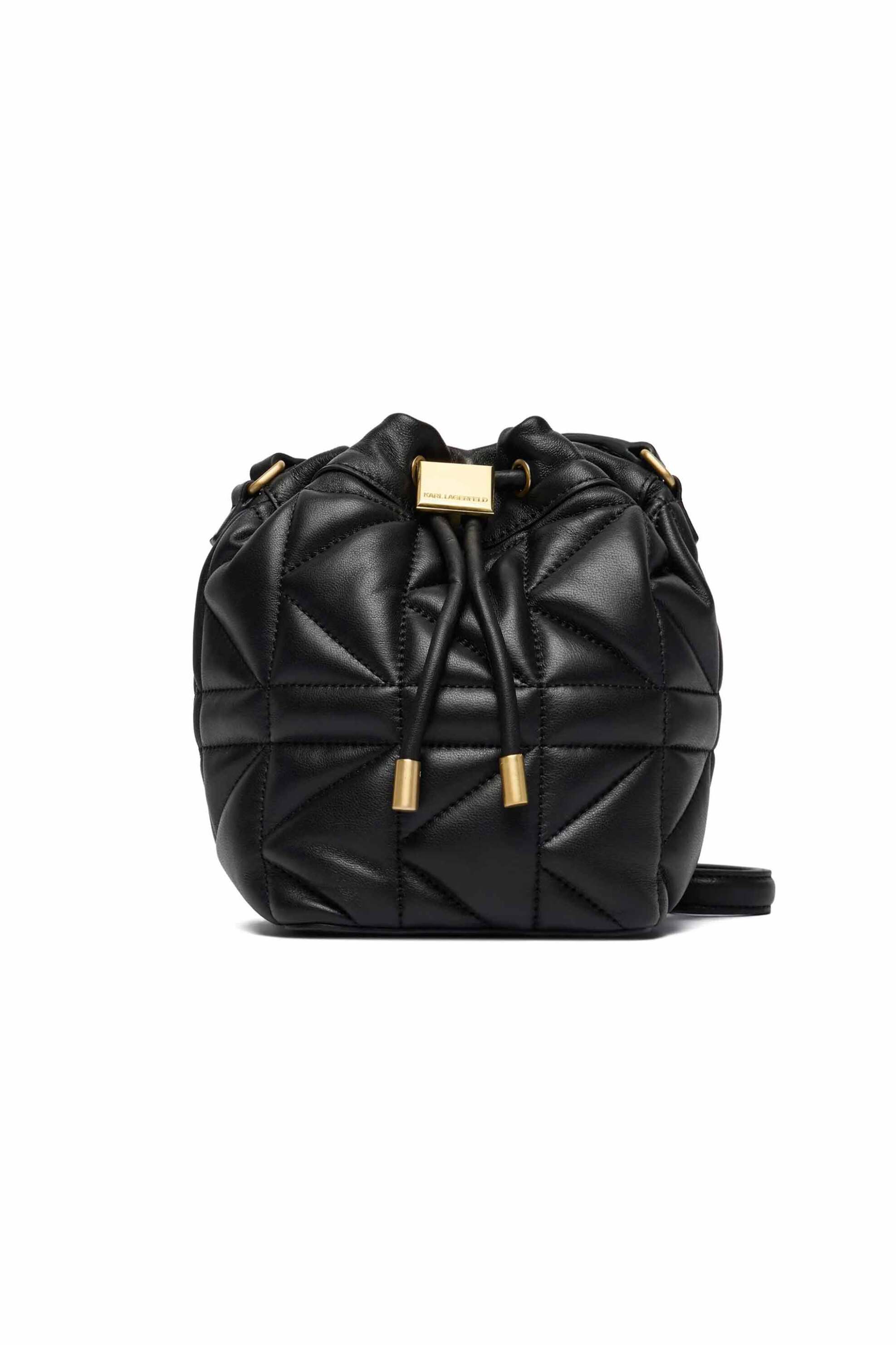 KARL LAGERFELD Karl Lagerfeld γυναικεία δερμάτινη τσάντα bucket "K/Kuilt" - A4W30088 Μαύρο