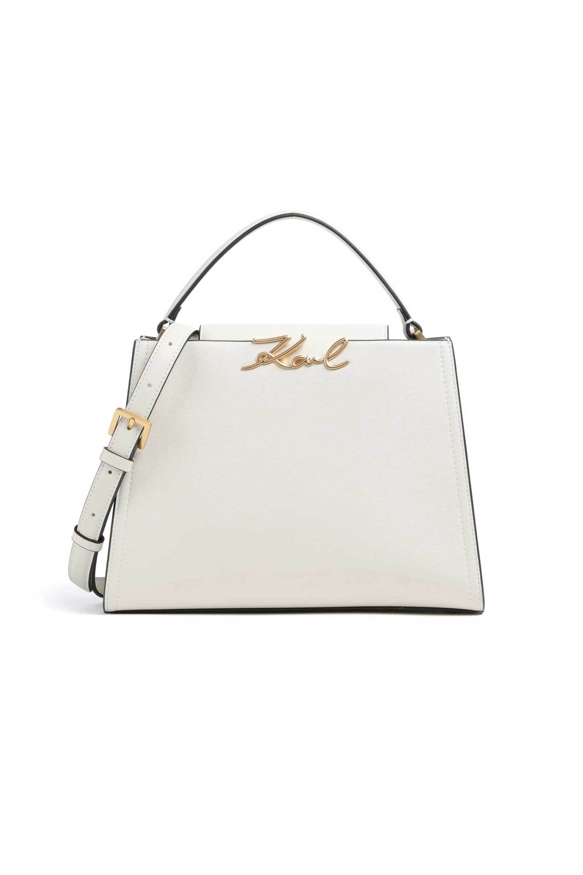 Karl Lagerfeld γυναικεία δερμάτινη τσάντα χειρός "Signature Medium" - B1W30058 Λευκό