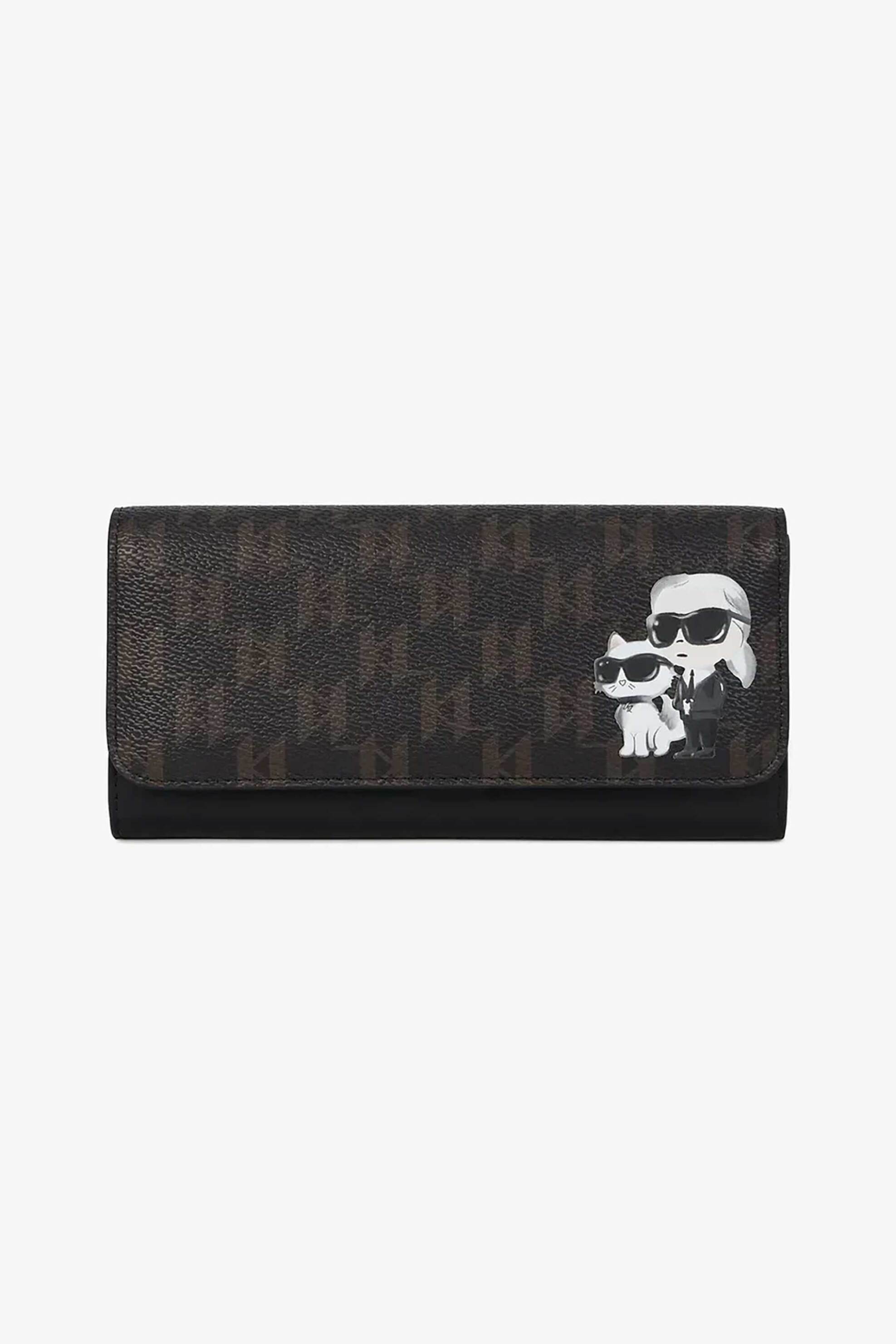 Karl Lagerfeld γυναικείο πορτοφόλι "Ikon Monogram" - B1W32015 Καφέ Σκούρο
