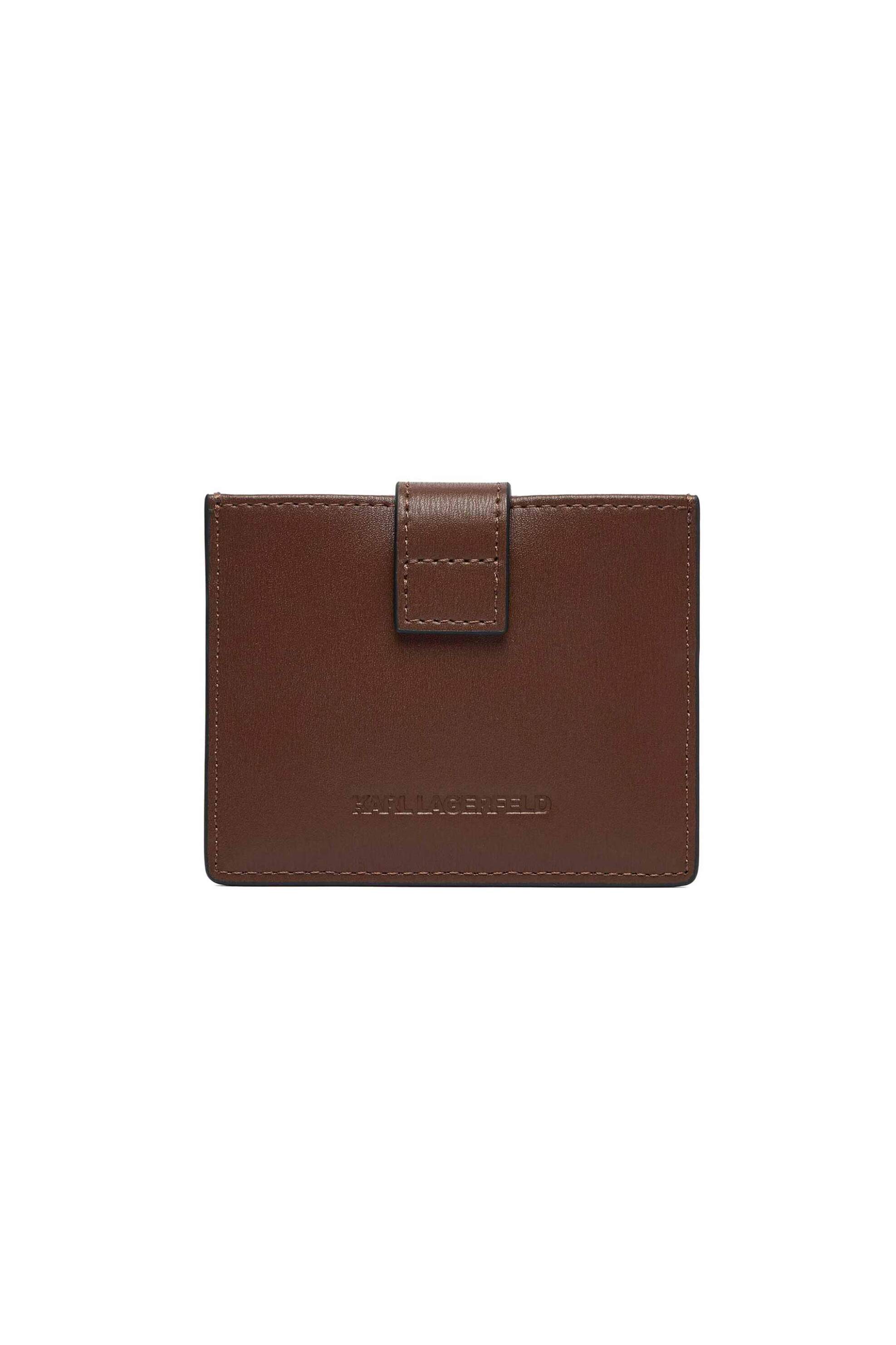 Karl Lagerfeld Γυναικεία Δερμάτινη Θήκη για Κάρτες Autograph Padlock - B1W32025 Καφέ