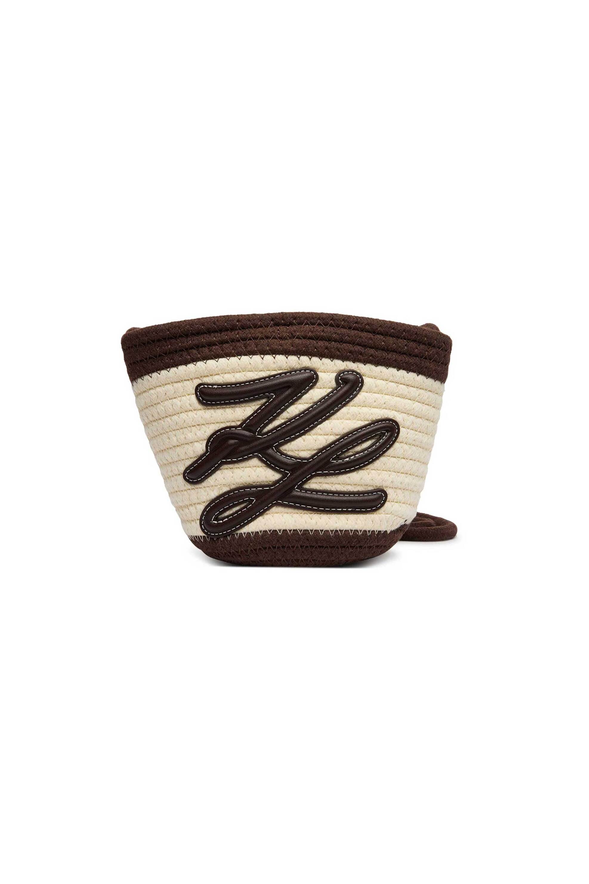 Karl Lagerfeld γυναικεία τσάντα crossbody "Autograph Rope" - B1W46081 Καφέ Σκούρο