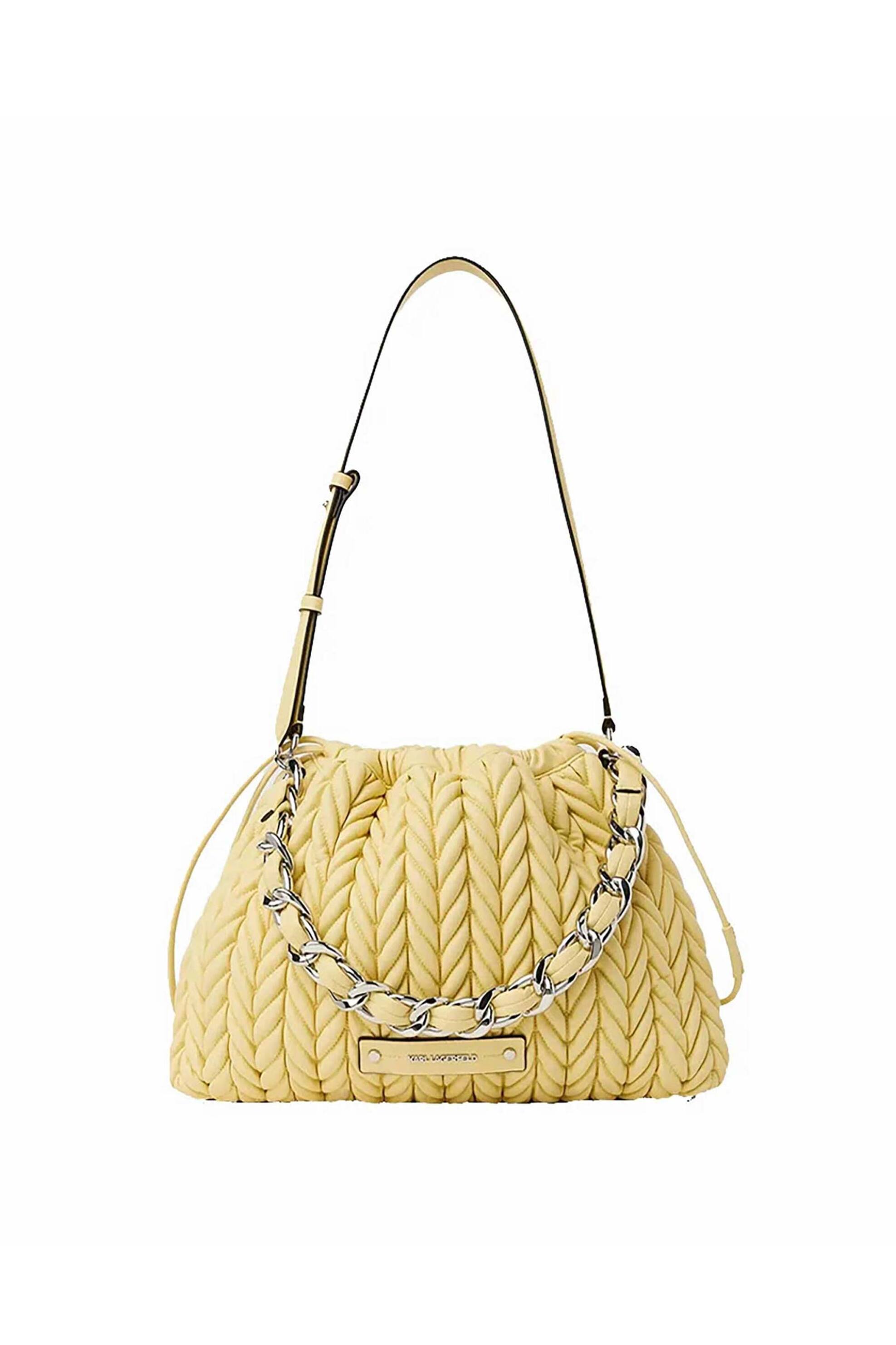 Karl Lagerfeld γυναικεία τσάντα hobo "Weave Medium" - B2W30033 Κίτρινο Ανοιχτό