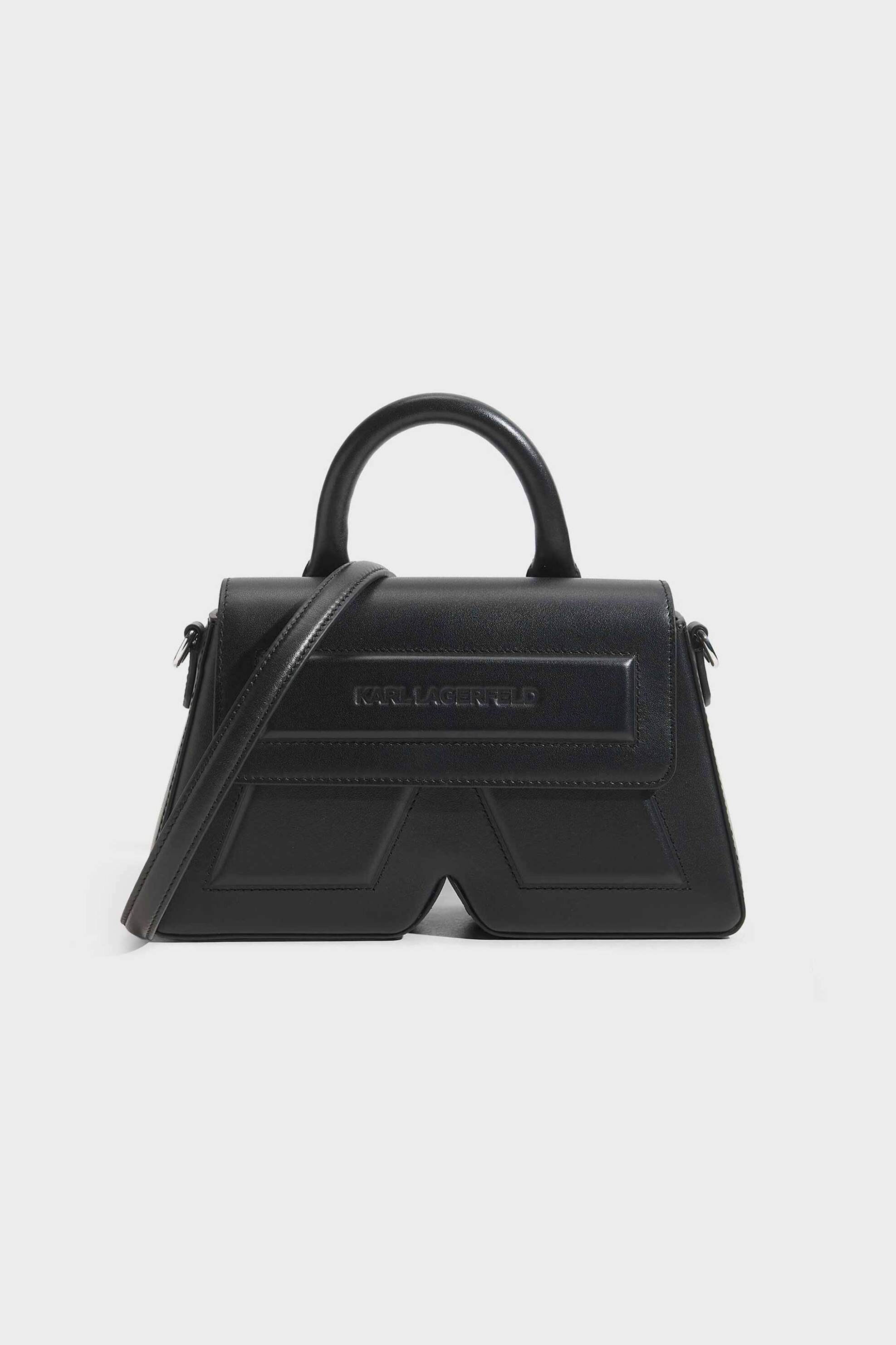 Karl Lagerfeld γυναικεία δερμάτινη τσάντα crossbody "Ikon" - B2W30261 Μαύρο
