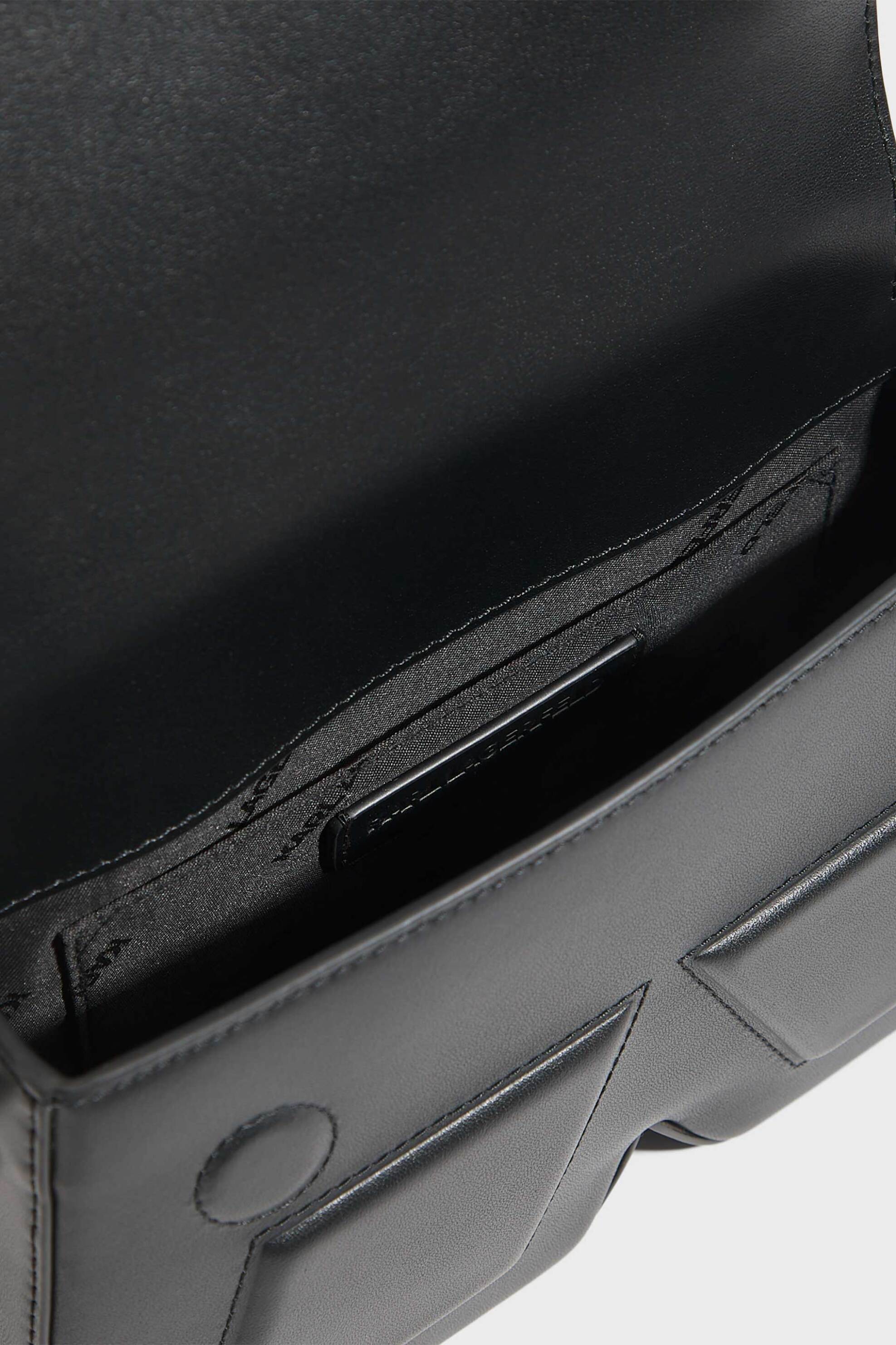 Karl Lagerfeld Γυναικεία Δερμάτινη Τσάντα Crossbody Ikon - B2W30261 Μαύρο