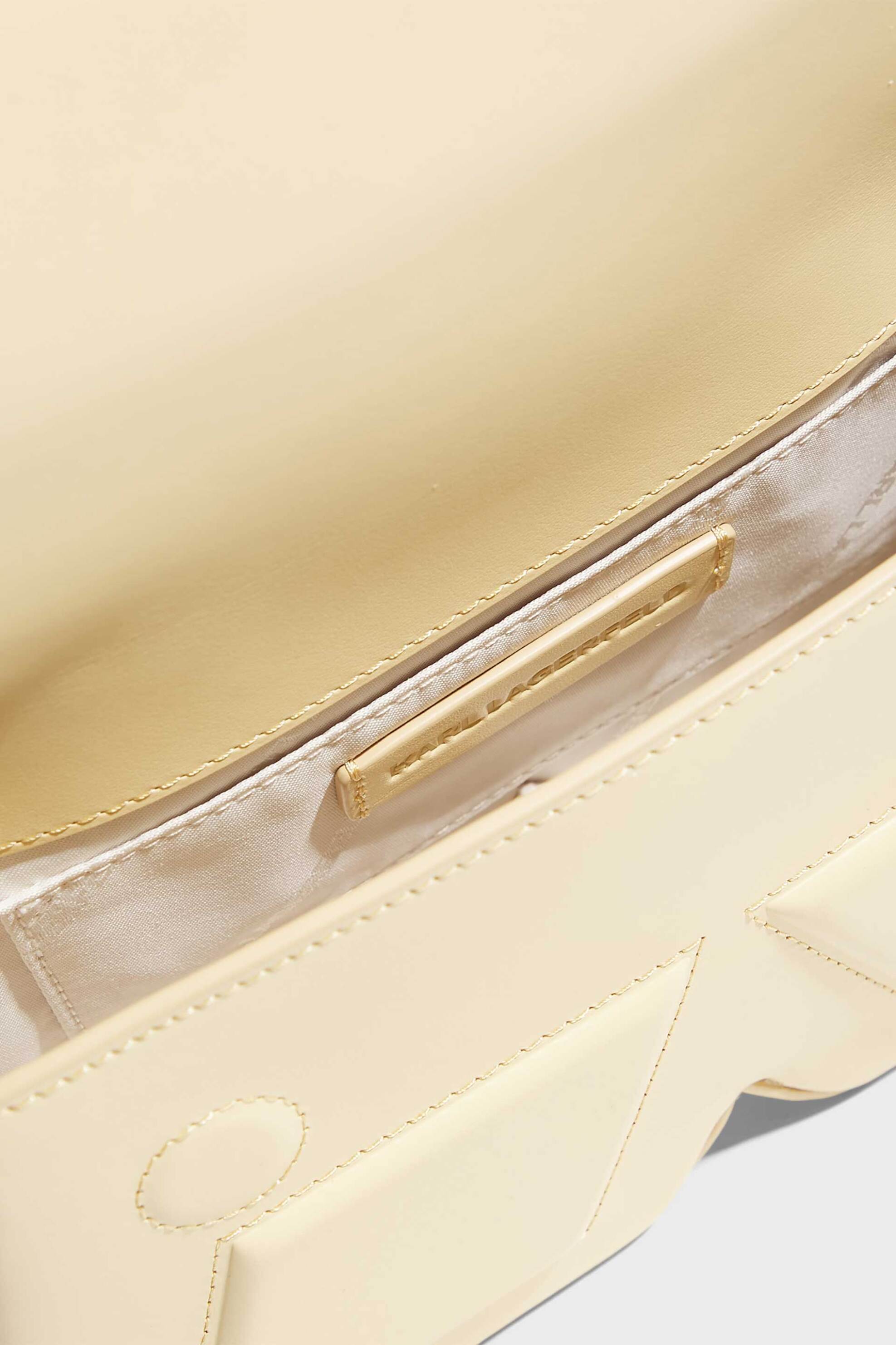 Karl Lagerfeld Γυναικεία Δερμάτινη Τσάντα Crossbody Ikon - B2W30261 Κίτρινο Ανοιχτό