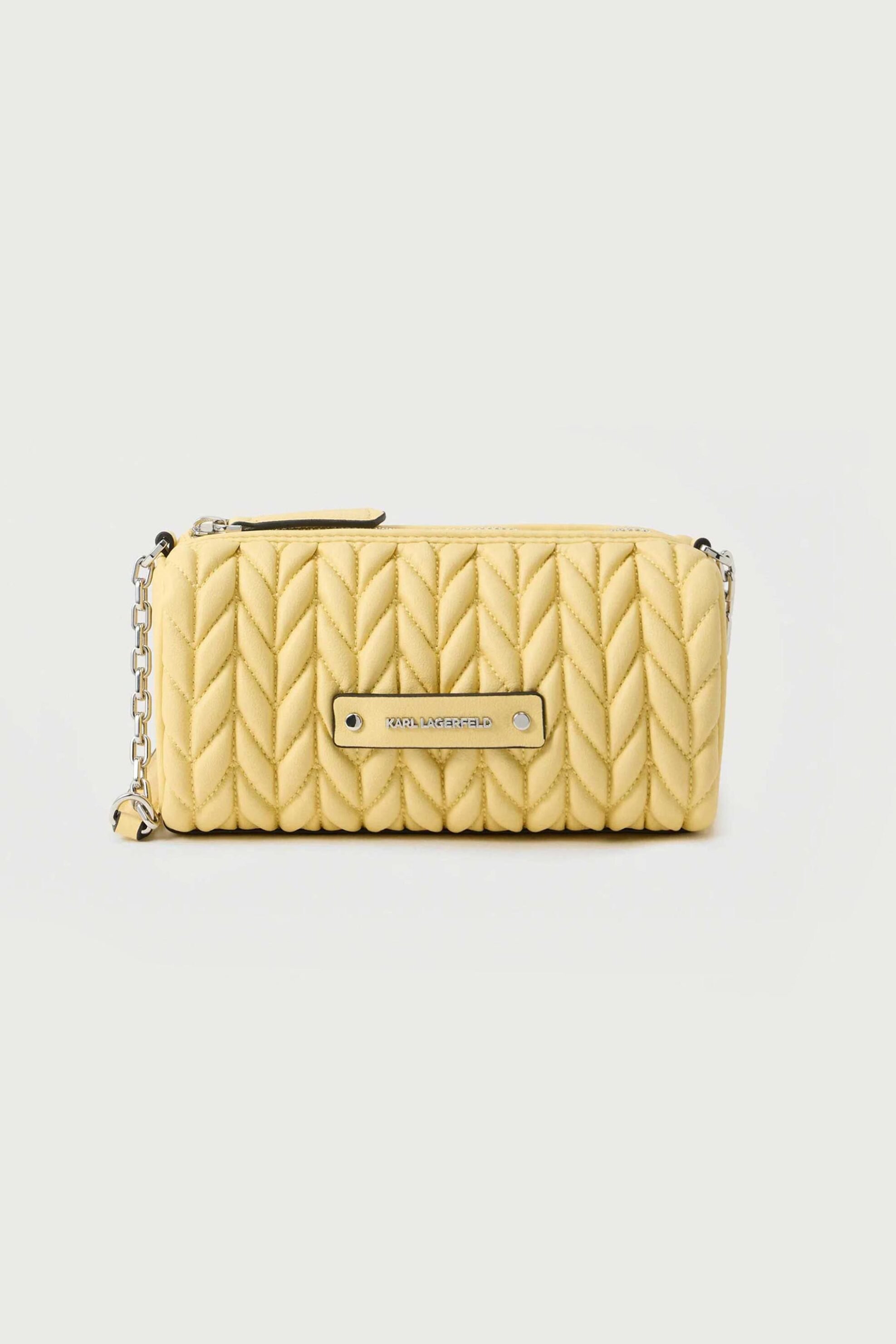 Karl Lagerfeld γυναικεία τσάντα barrel "Weave Mini" - B2W30279 Κίτρινο Ανοιχτό