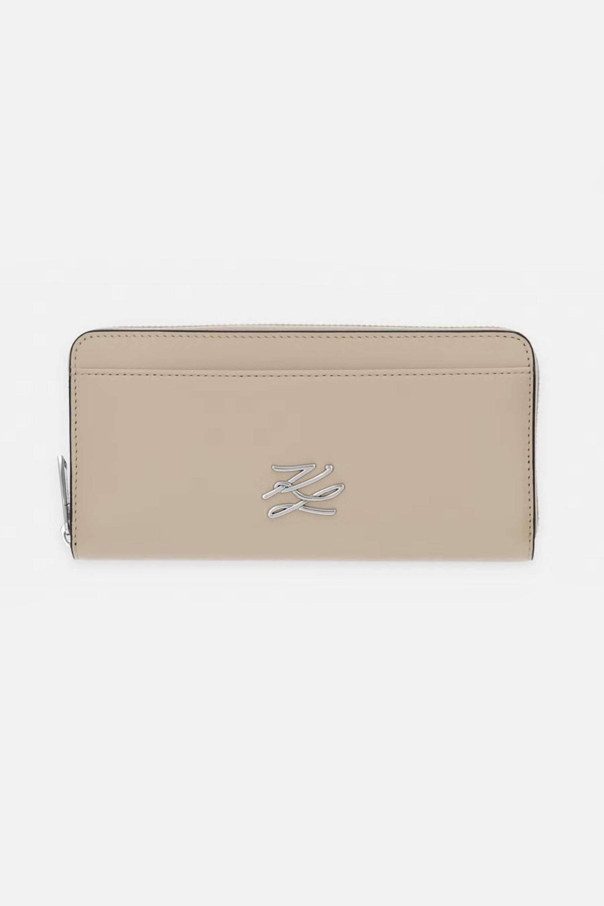 Karl Lagerfeld γυναικείο δερμάτινο πορτοφόλι "Autograph" - B2W32006 Μπεζ