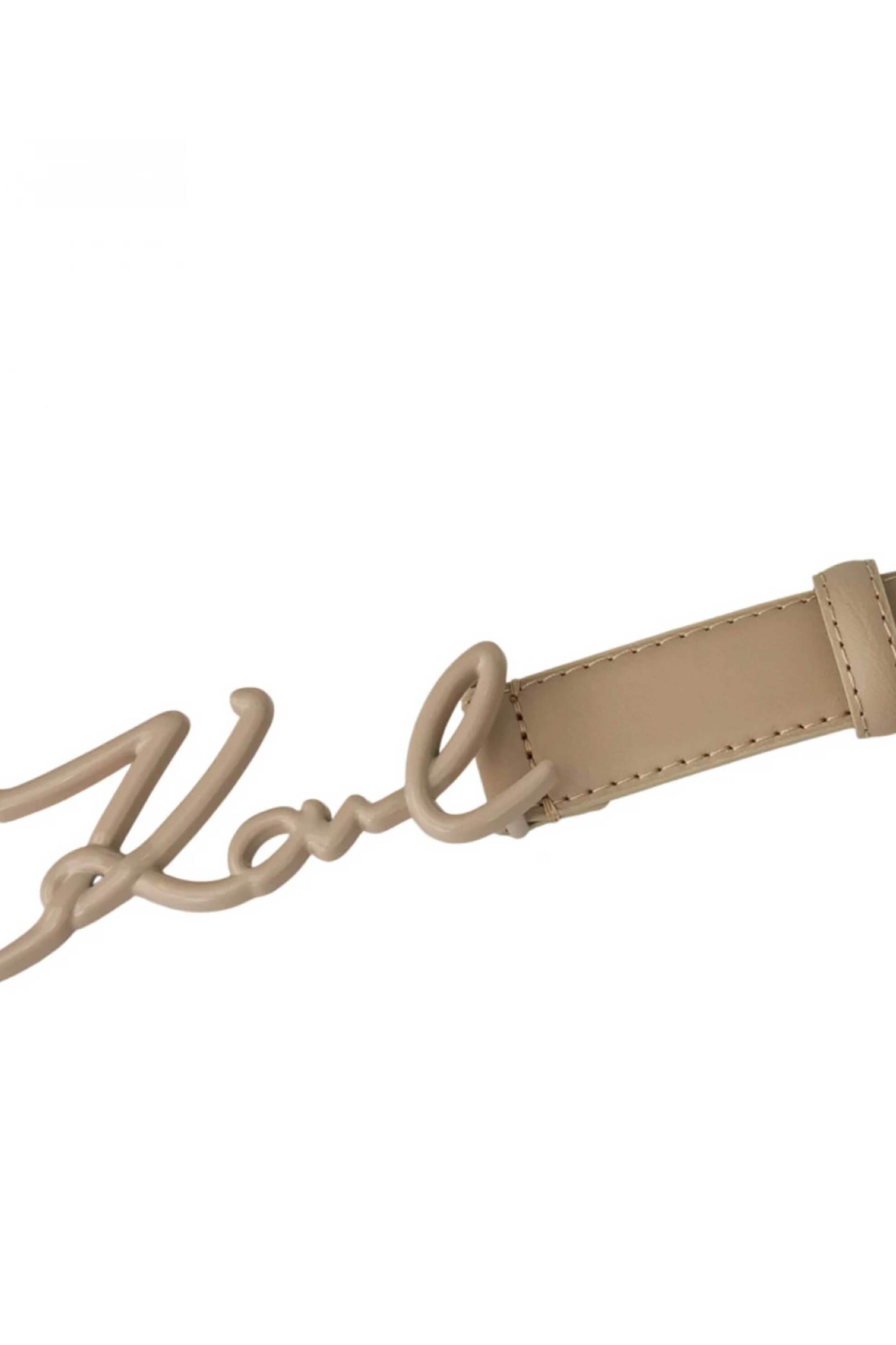 Karl Lagerfeld Γυναικεία Δερμάτινη Ζώνη με Λογότυπο Signature - B2W33036 Μπεζ