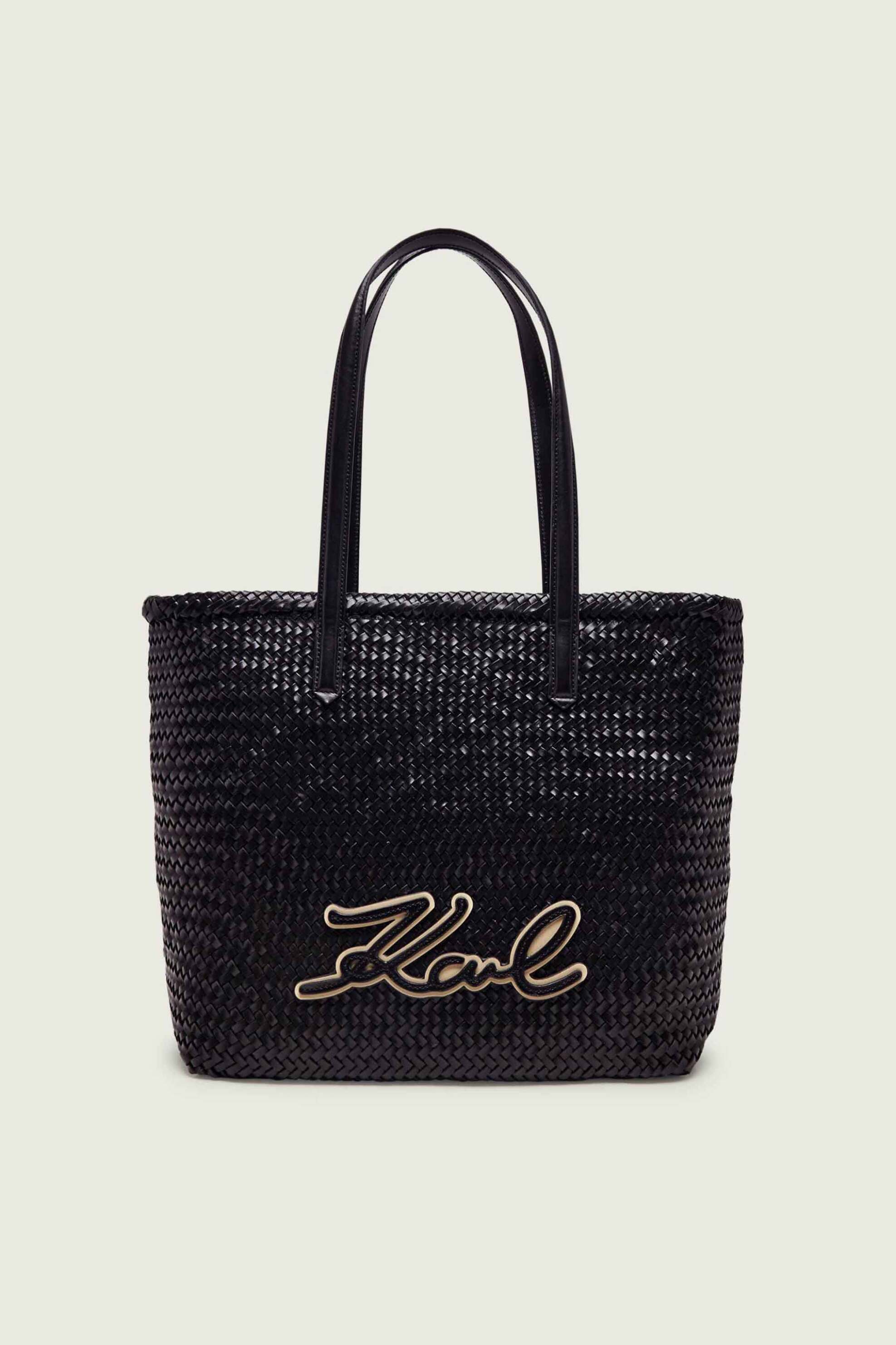Karl Lagerfeld γυναικεία δερμάτινη τσάντα tote "Signature Medium" - B2W30205 Μαύρο