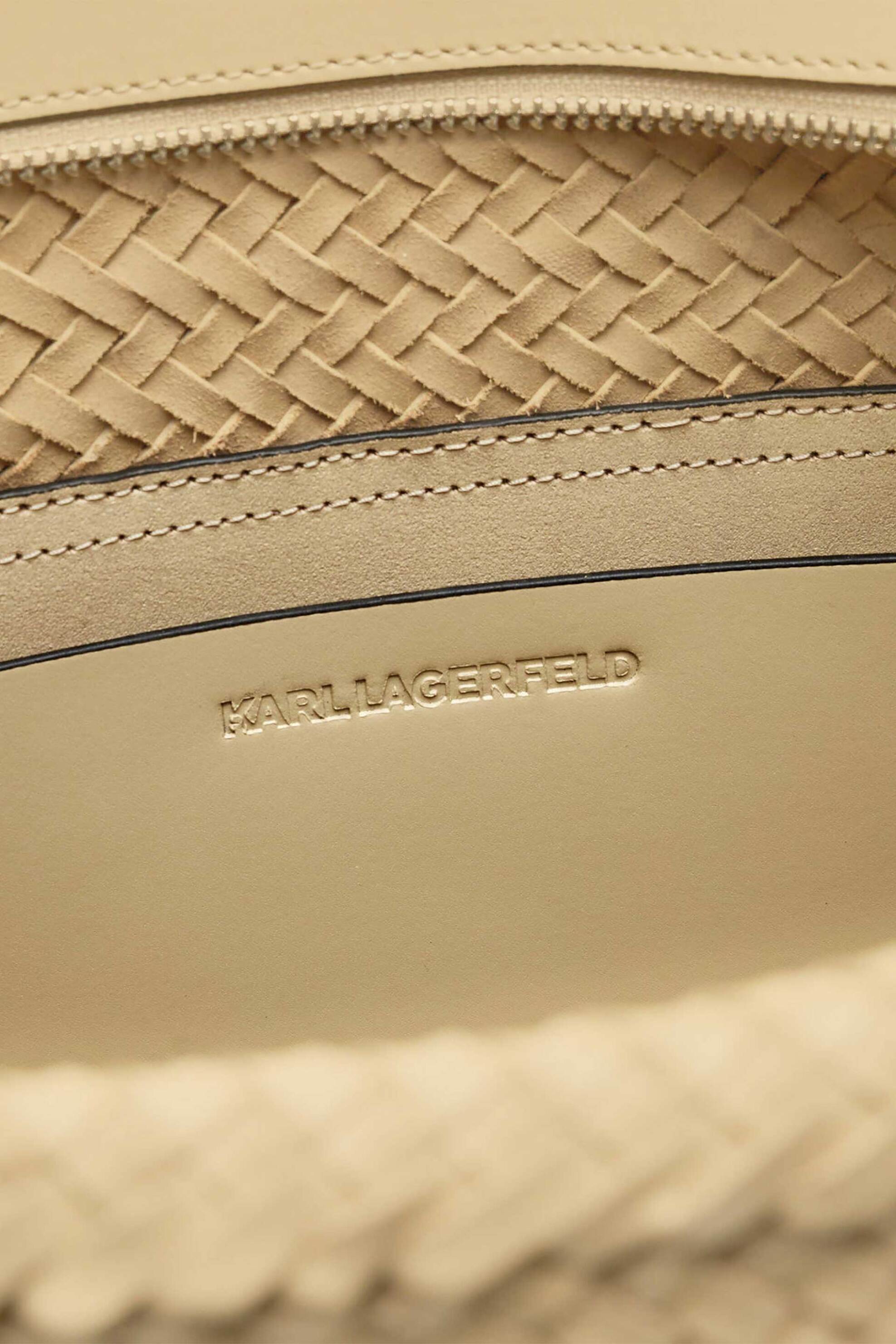 Karl Lagerfeld Γυναικεία Δερμάτινη Τσάντα Tote Signature Medium - B2W30205 Μπεζ
