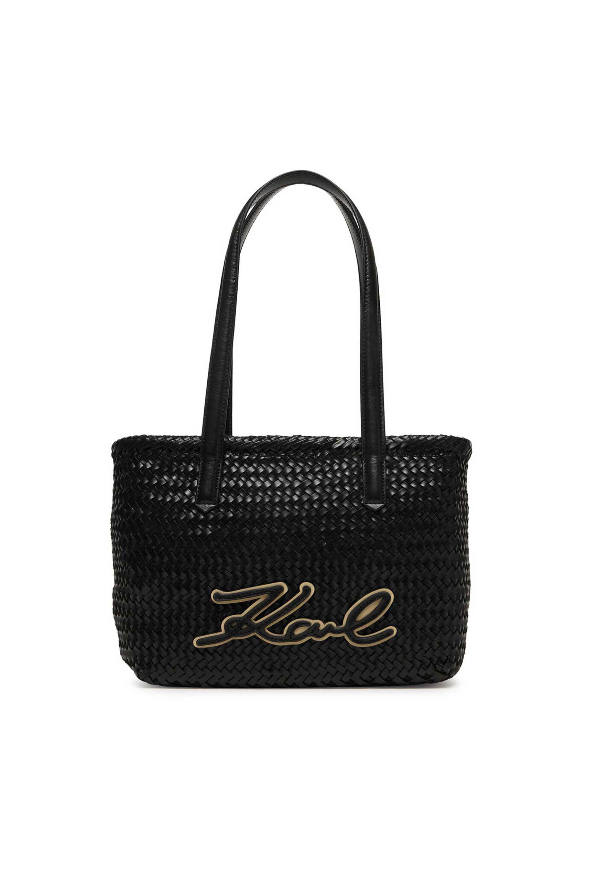 Karl Lagerfeld γυναικεία δερμάτινη τσάντα tote "Signature Small" - B2W30206 Μαύρο