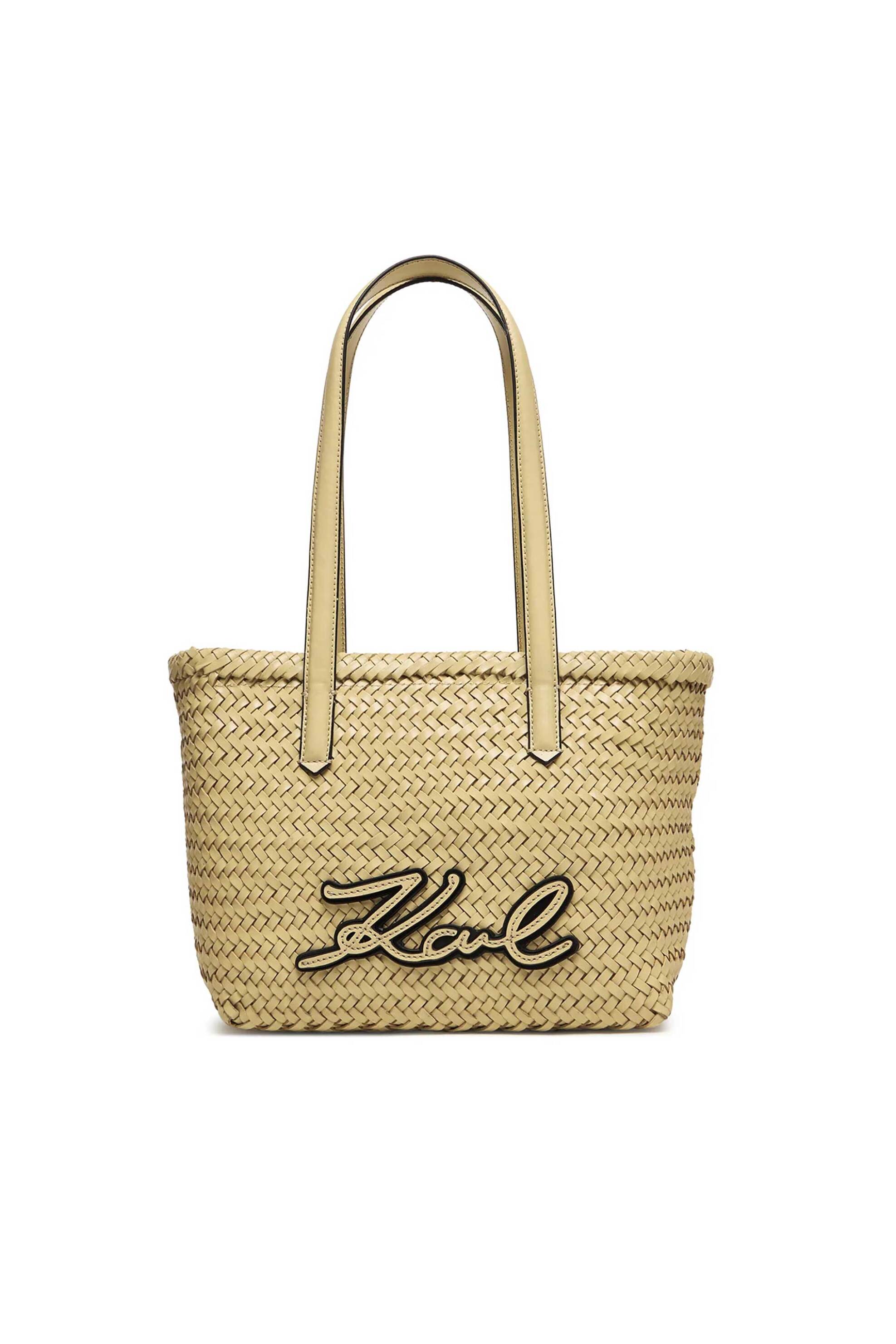 Karl Lagerfeld γυναικεία δερμάτινη τσάντα tote "Signature Small" - B2W30206 Μπεζ