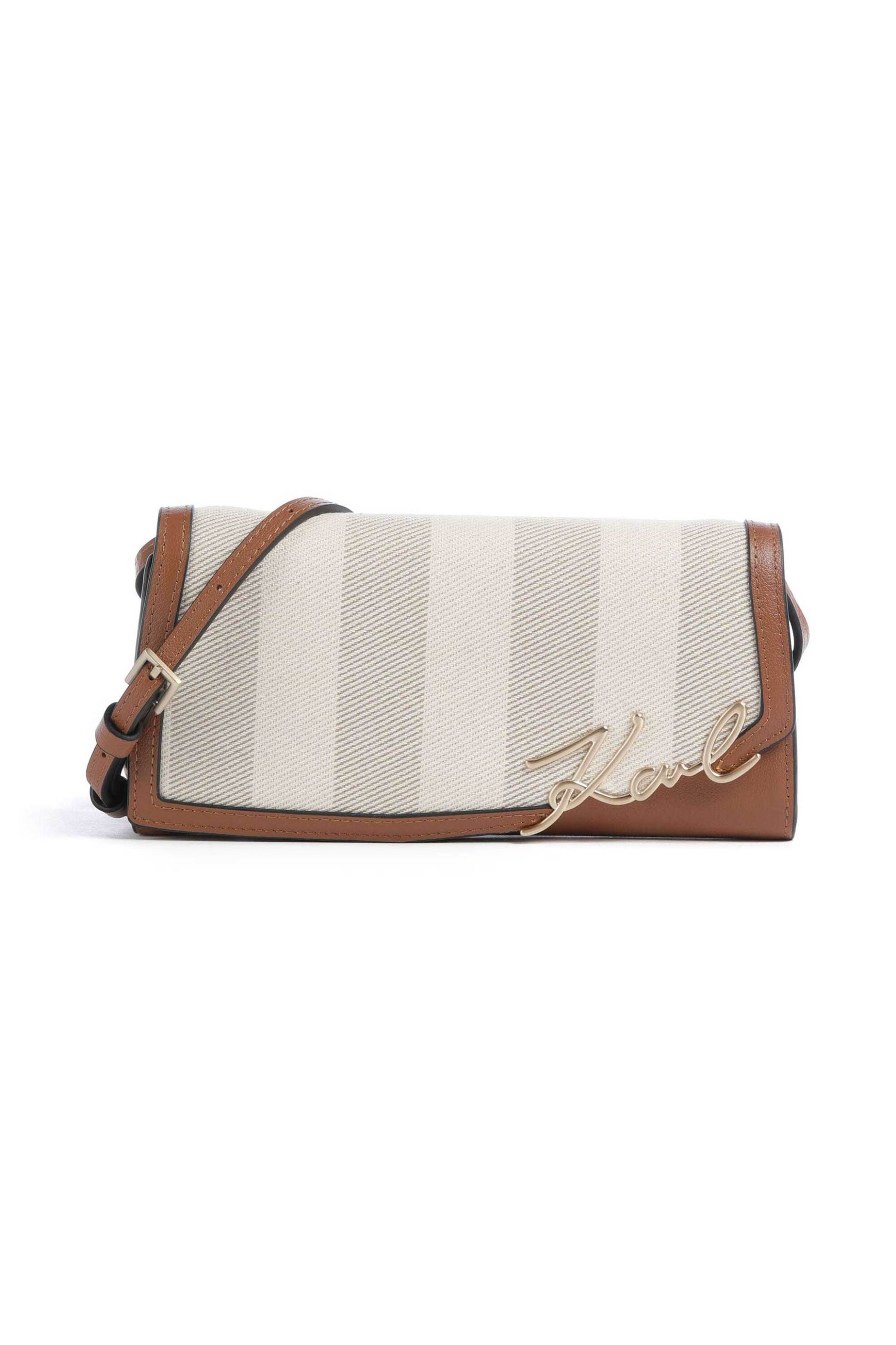 Karl Lagerfeld γυναικεία τσάντα crossbody "Signature Mini" - B2W30276 Μπεζ