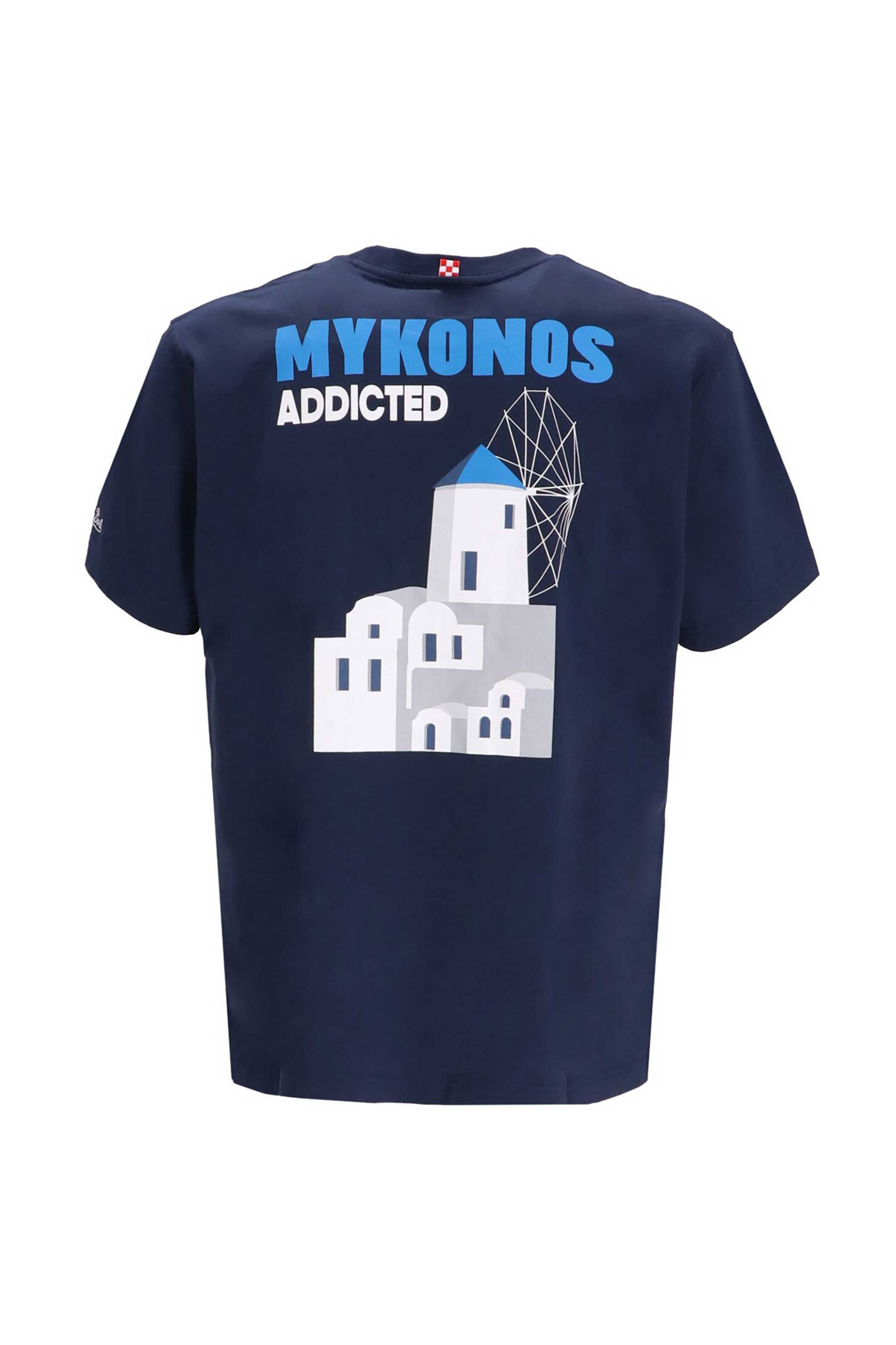 Mc2 Saint Barth Ανδρικό Βαμβακερό T-Shirt Μονόχρωμο με Contrast Print Mykonos - Tshm001-00884F Μπλε Σκούρο