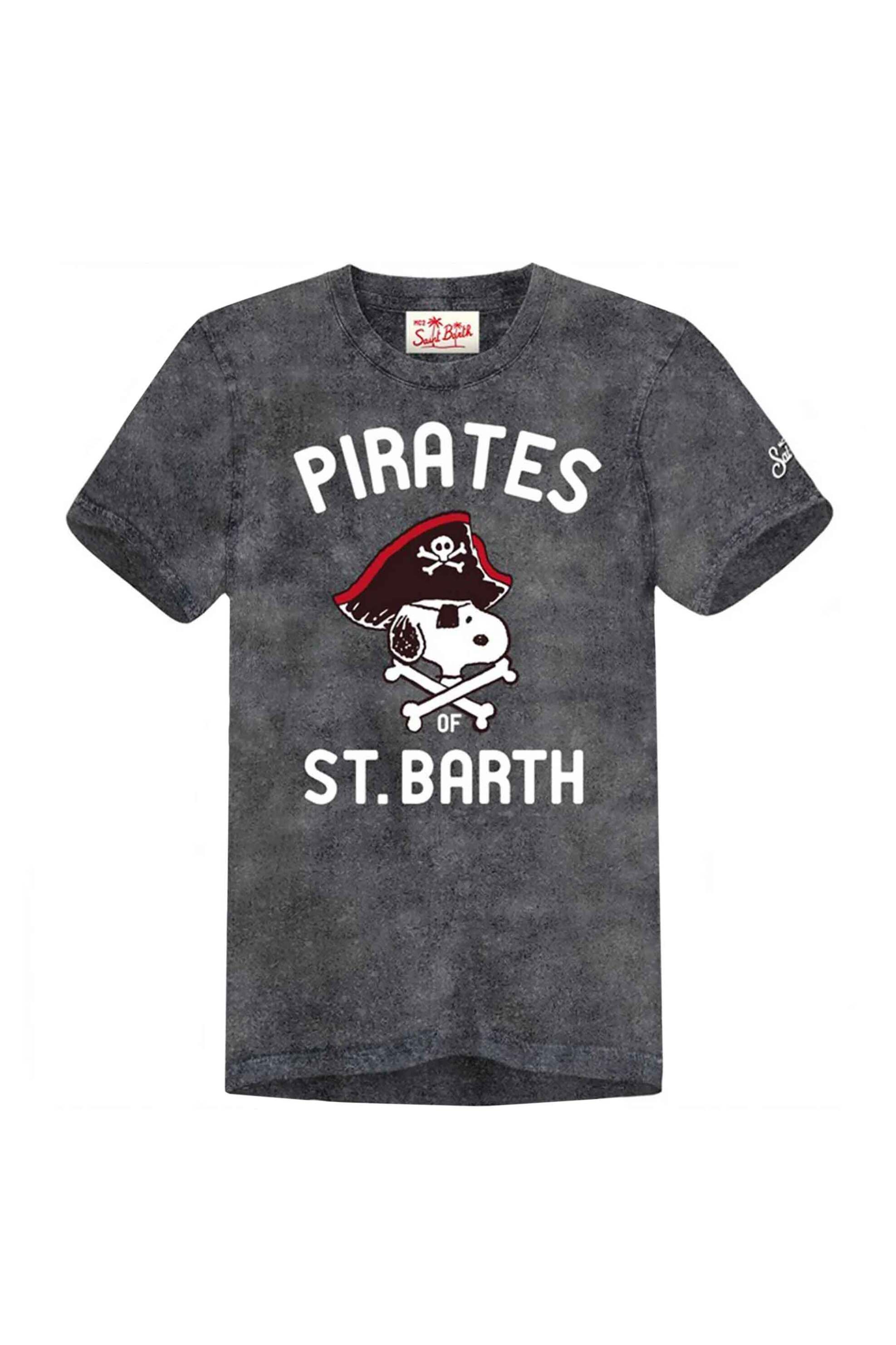 MC2 Saint Barth ανδρικό T-shirt μονόχρωμο με contrast print "Snoopy Hook" - JACK001-00292H Ανθρακί