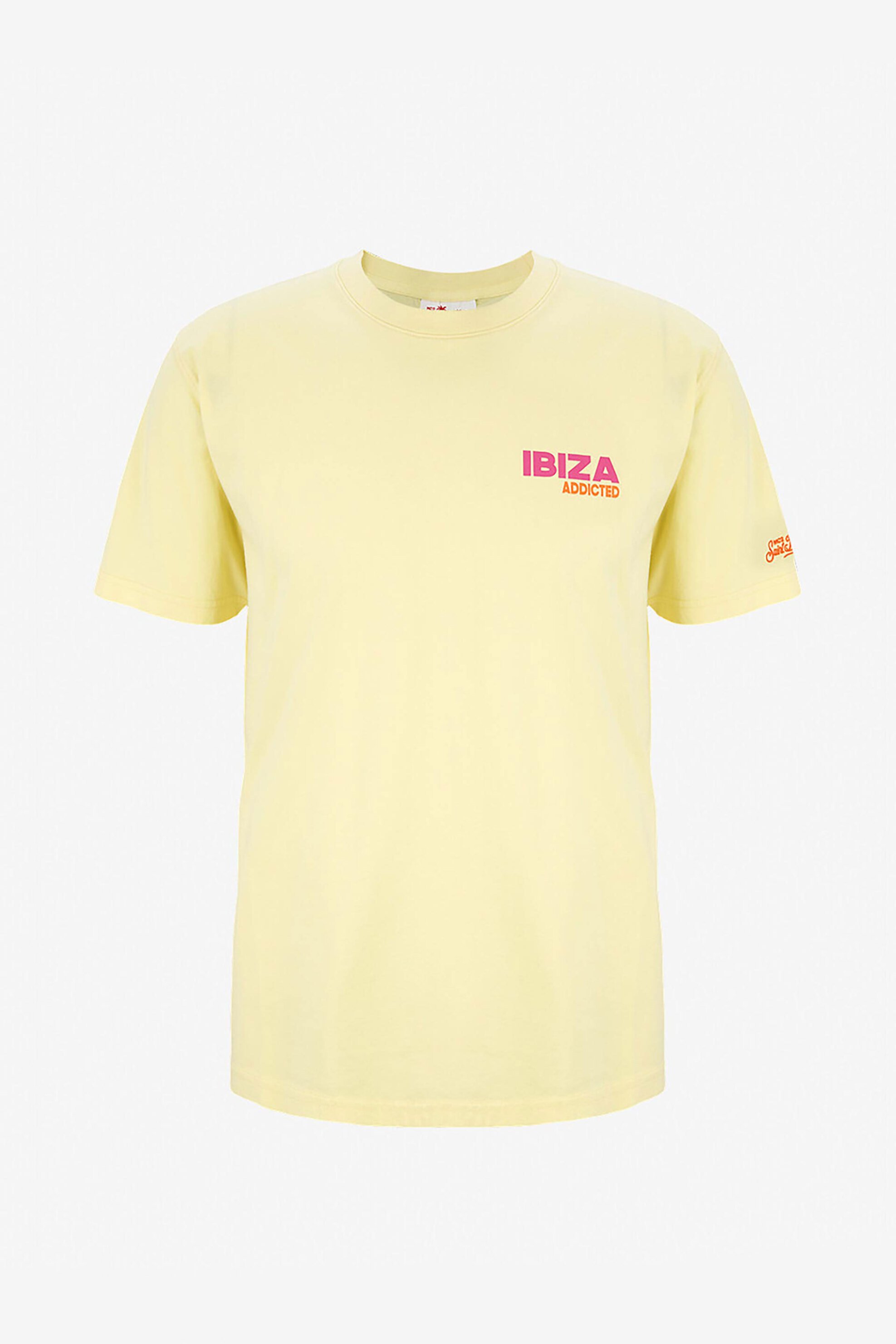 MC2 Saint Barth ανδρικό T-shirt μονόχρωμο με print "Ibiza Addicted" - TSHM001-02617H Κίτρινο