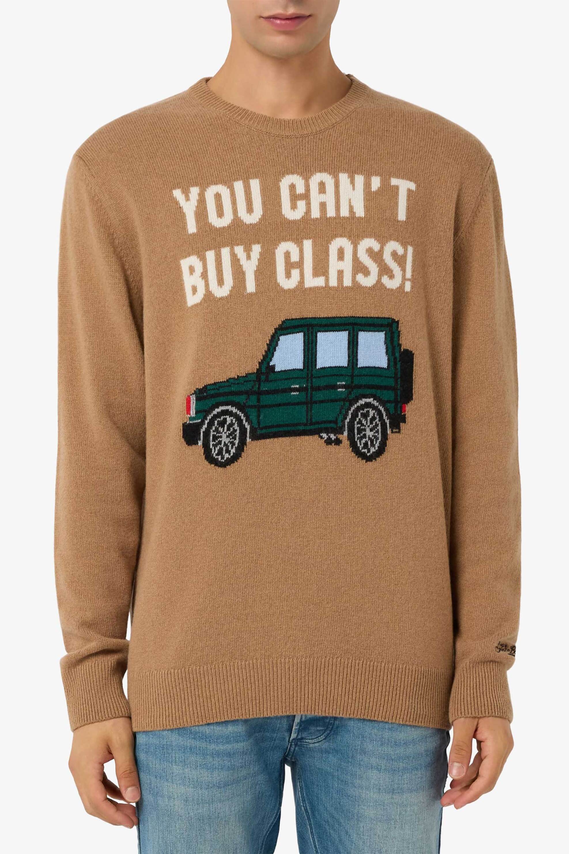 MC2 Saint Barth ανδρική πλεκτή μπλούζα με contrast σχέδιο "Heron" - HER0001-00313I Καμηλό