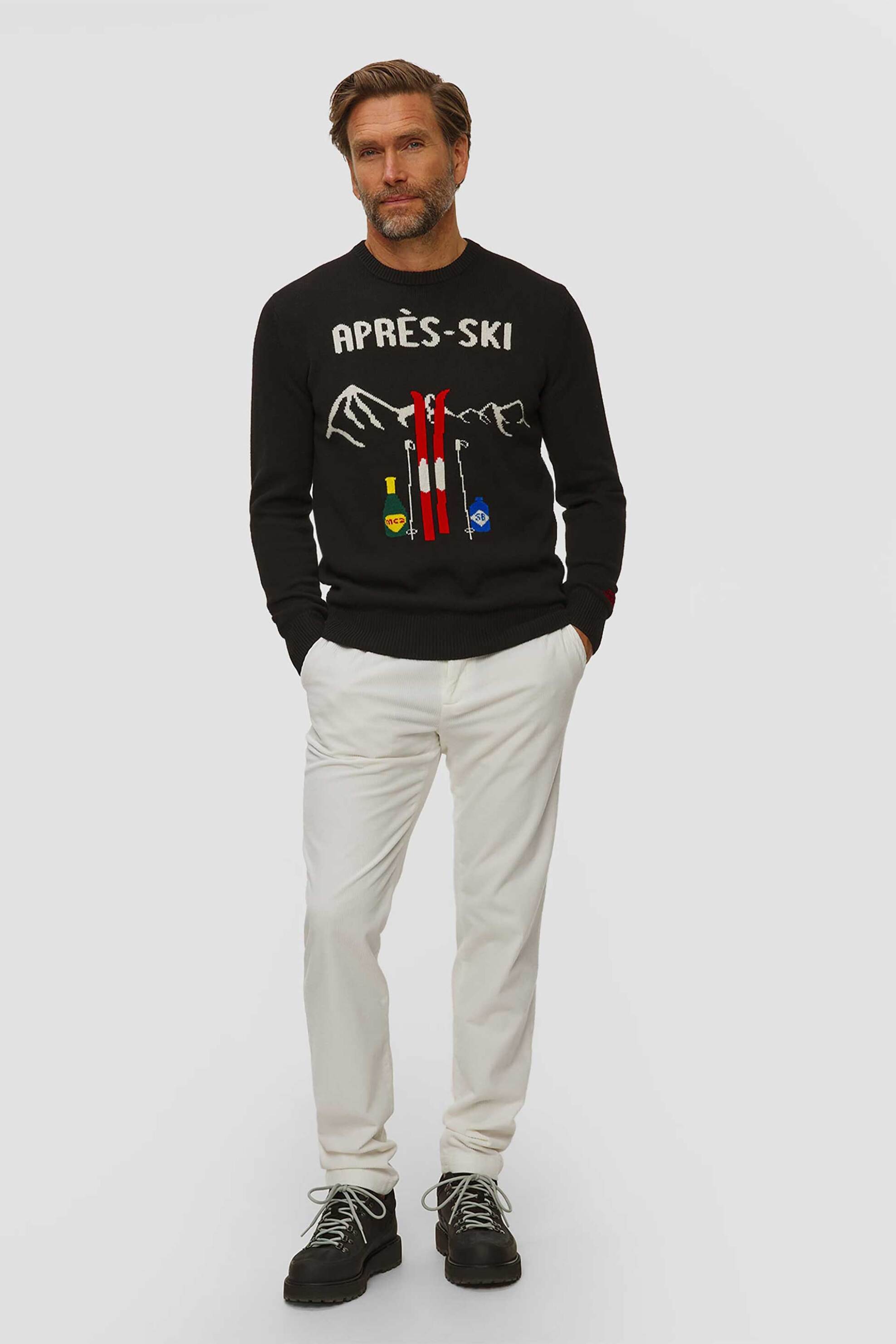 MC2 Saint Barth ανδρική πλεκτή μπλούζα με contrast σχέδιο "Heron C" - HER0011-03325I Μαύρο