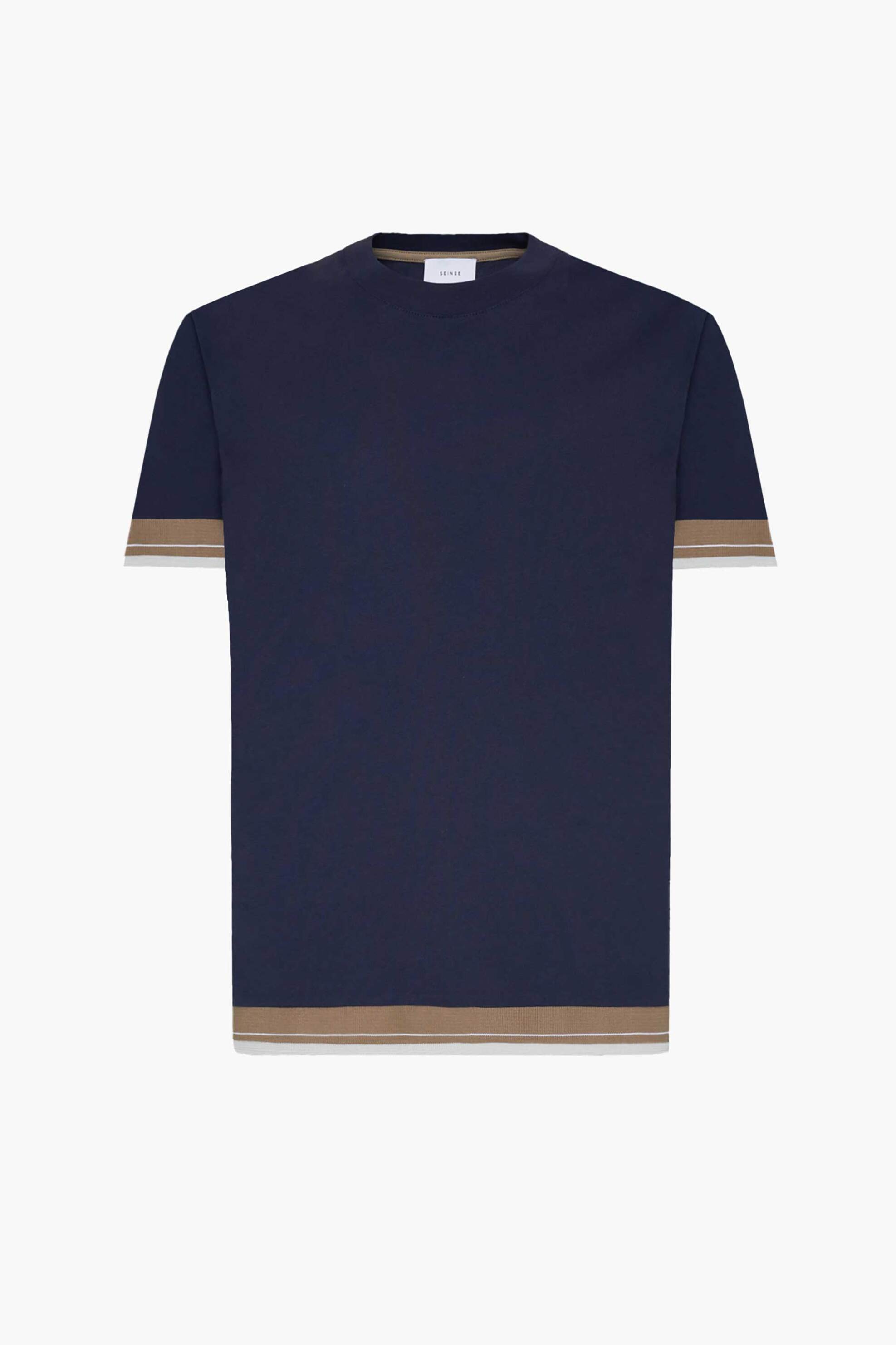 SEINSE Seinse ανδρικό T-shirt με ριμπ λάστιχο - TE2944SS 125 Σκούρο Μπλε
