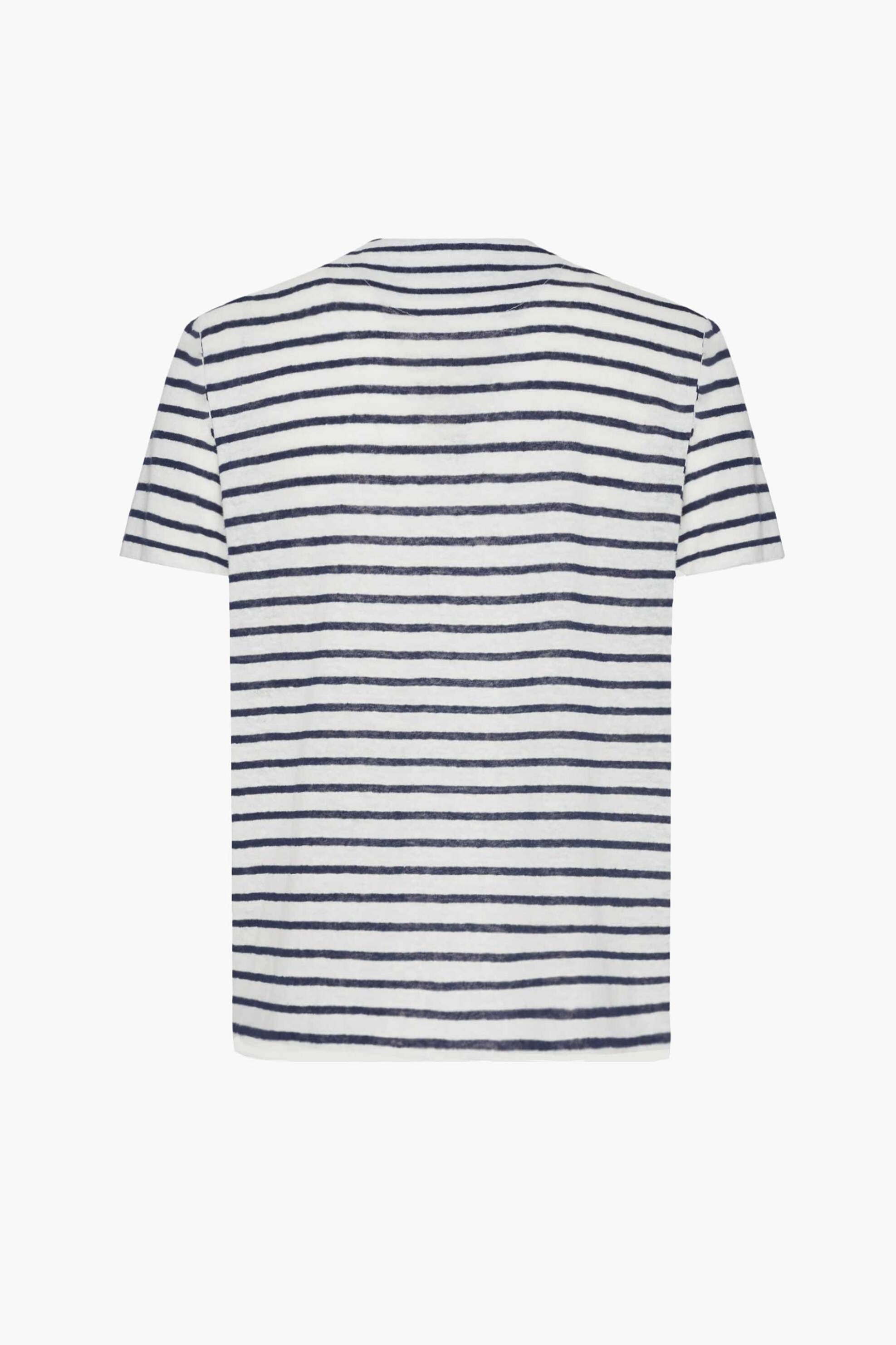 Seinse ανδρικό T-shirt με ριγέ σχέδιο - TE3008SS 125 Λευκό - Μπλε φωτογραφία