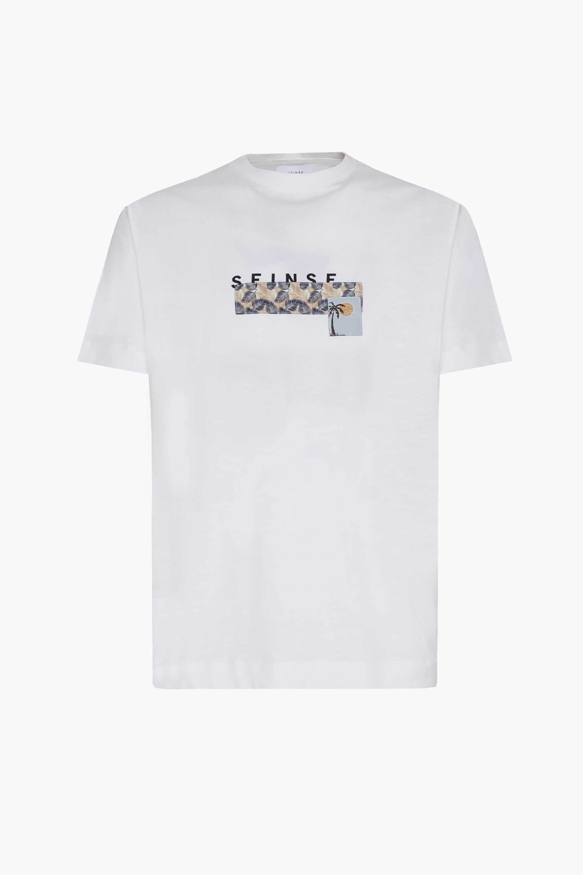 Seinse ανδρικό T-shirt με κεντημένα patches - TE2973SS 125 Λευκό