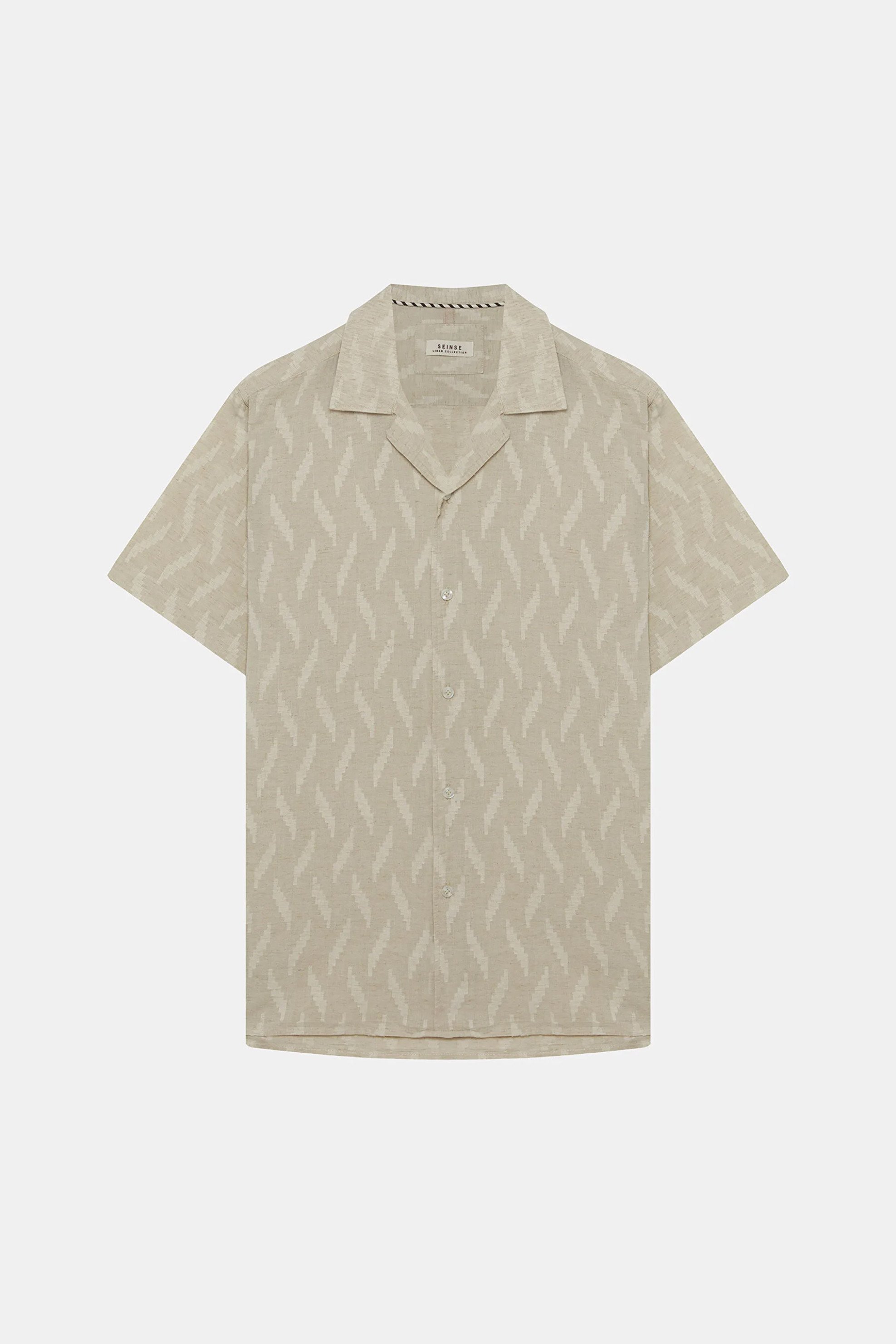 Seinse ανδρικό κοντομάνικο πουκάμισο με print Relaxed Fit - CE1126SS 126 Μπεζ