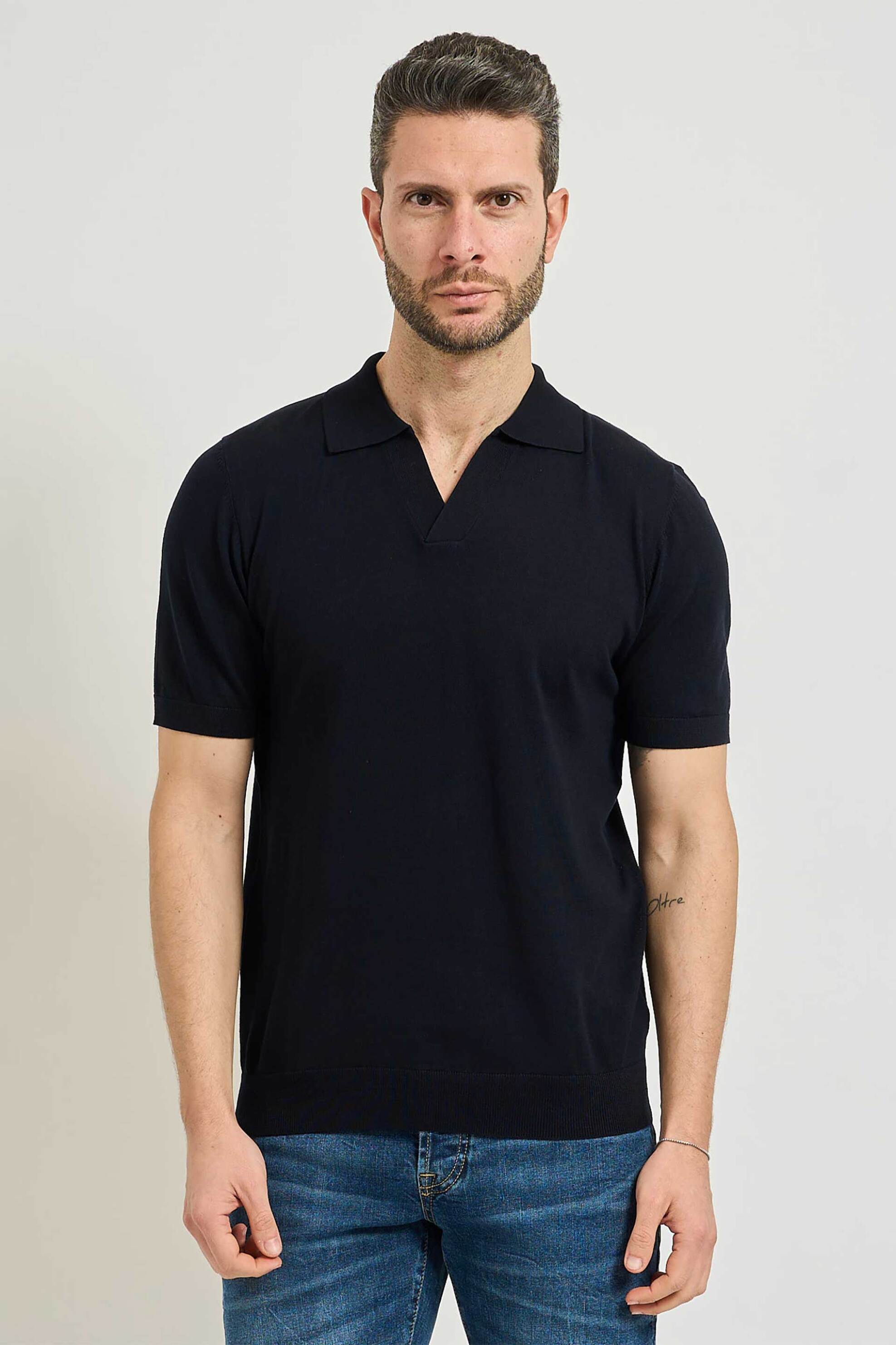 Seinse ανδρική μπλούζα πόλο με open-collar Regular Fit - ME3187SS 126 Σκούρο Μπλε
