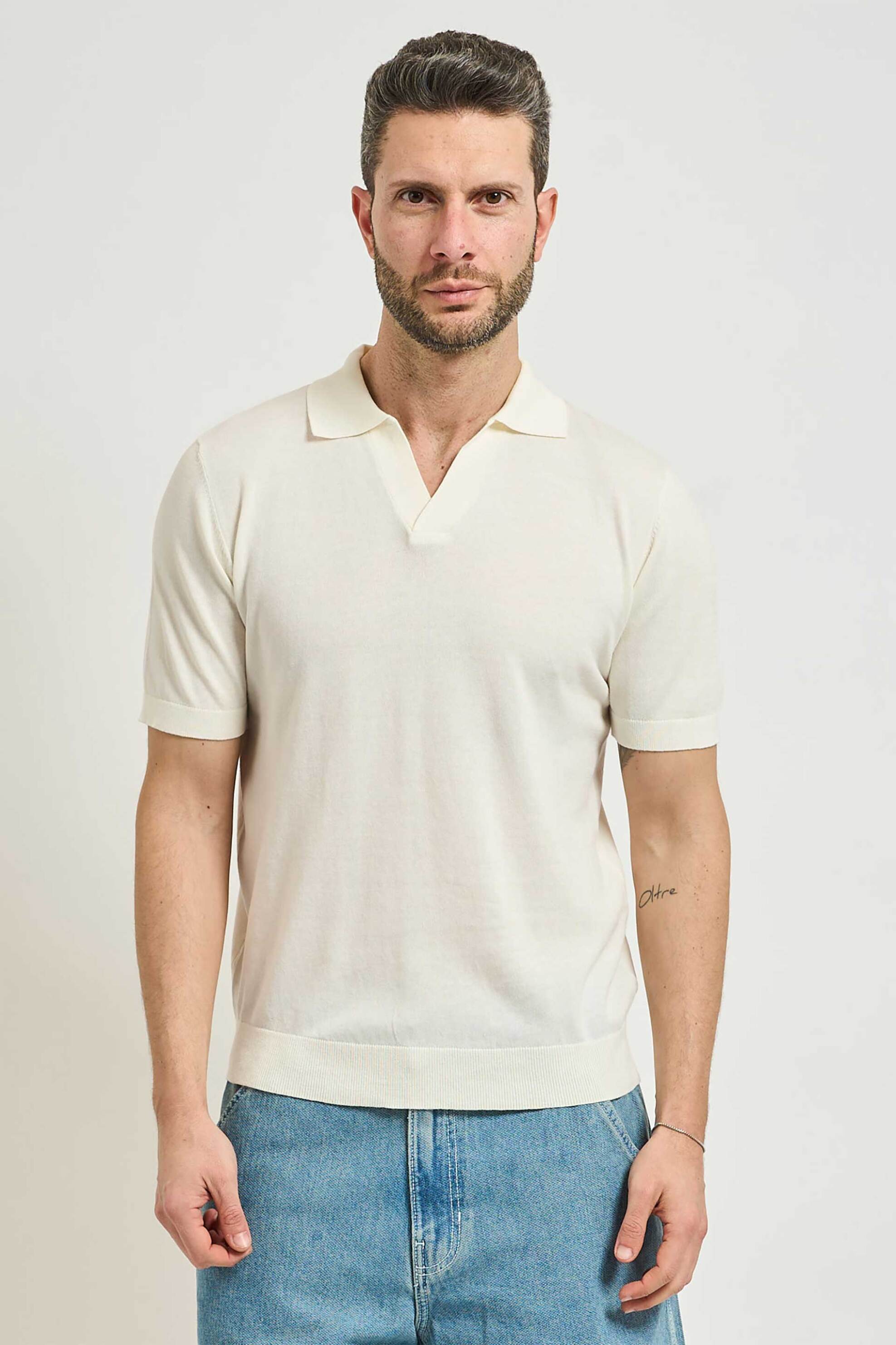 Seinse ανδρική μπλούζα πόλο με open-collar Regular Fit - ME3187SS 126 Υπόλευκο