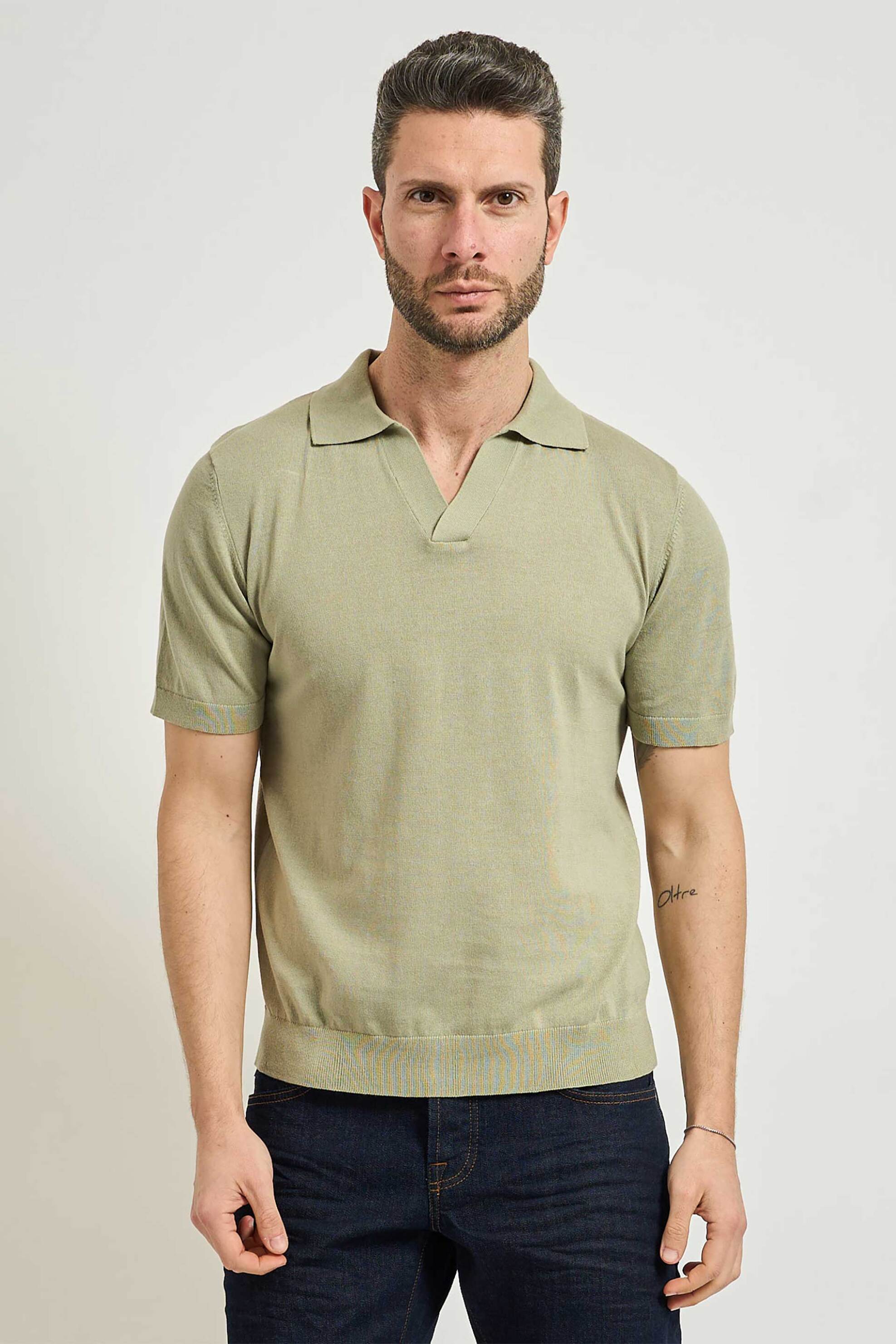 Seinse ανδρική μπλούζα πόλο με open-collar Regular Fit - ME3187SS 126 Πράσινο Ανοιχτό
