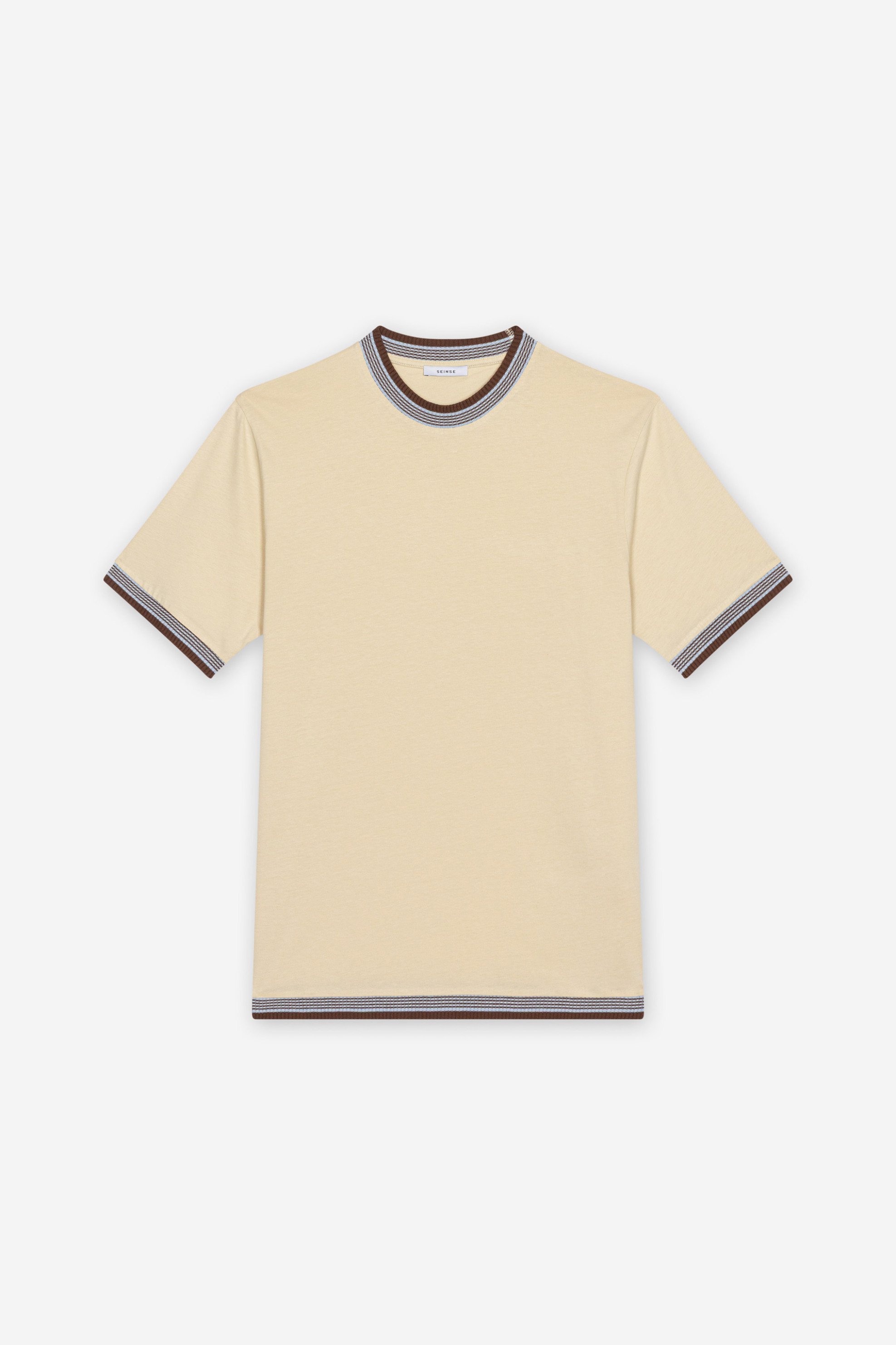 Seinse ανδρικό T-shirt με contrast trims Regular Fit - TE3278SS 126 Μπεζ