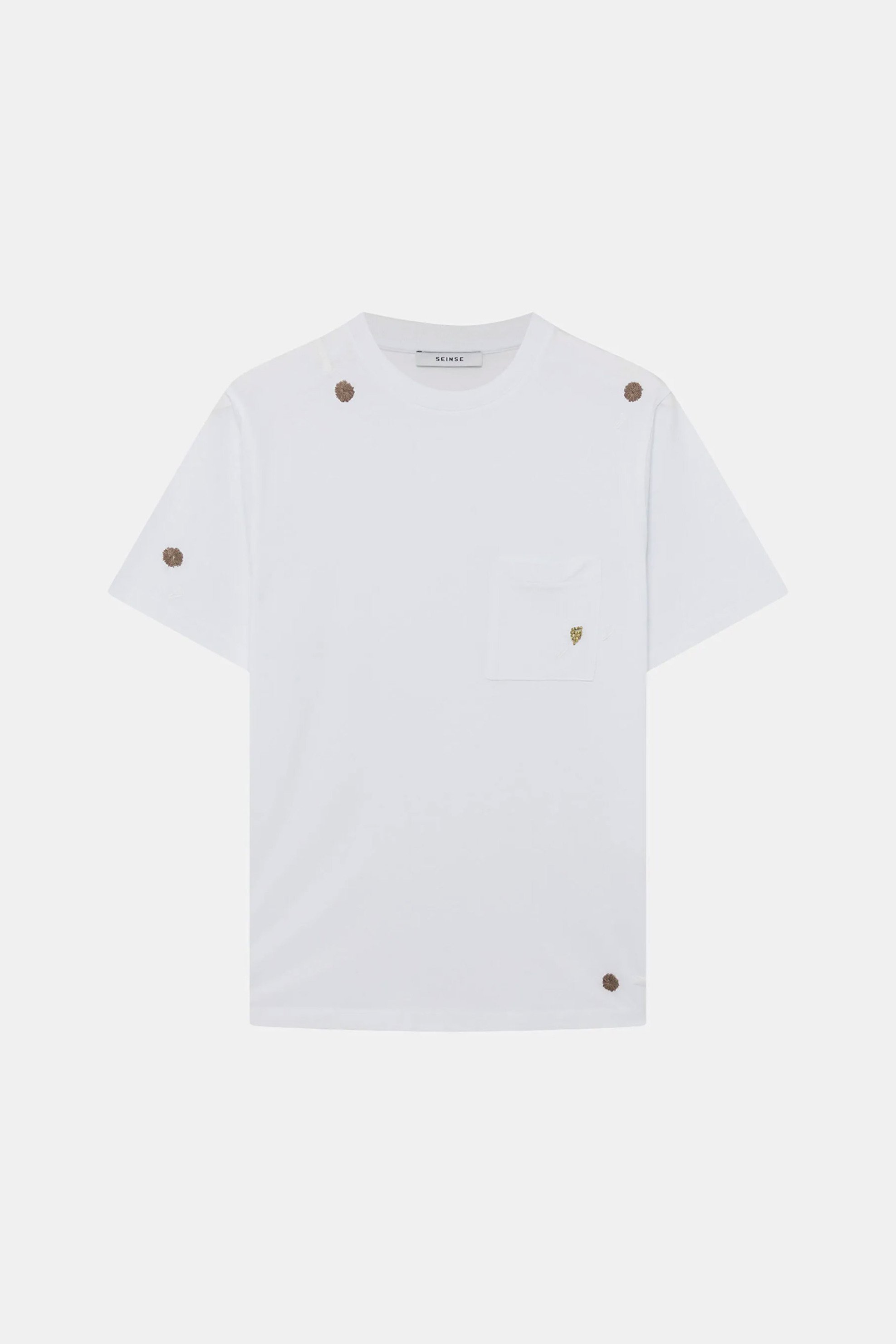 Seinse ανδρικό T-shirt με τσέπη και κεντήματα Relaxed Fit - TE3314SS 126 Λευκό