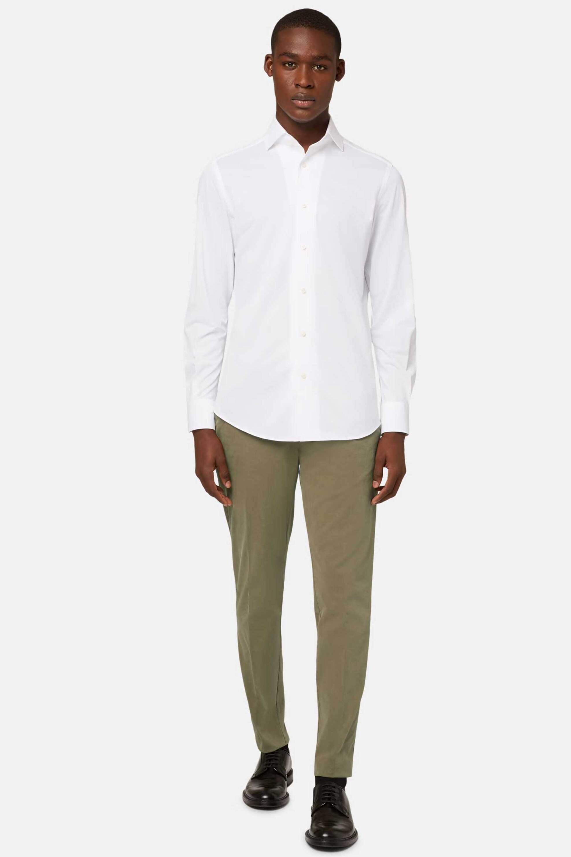 Boggi Milano ανδρικό παντελόνι ελαστικό μονόχρωμο Regular Fit - BO21C005903 Λαδί