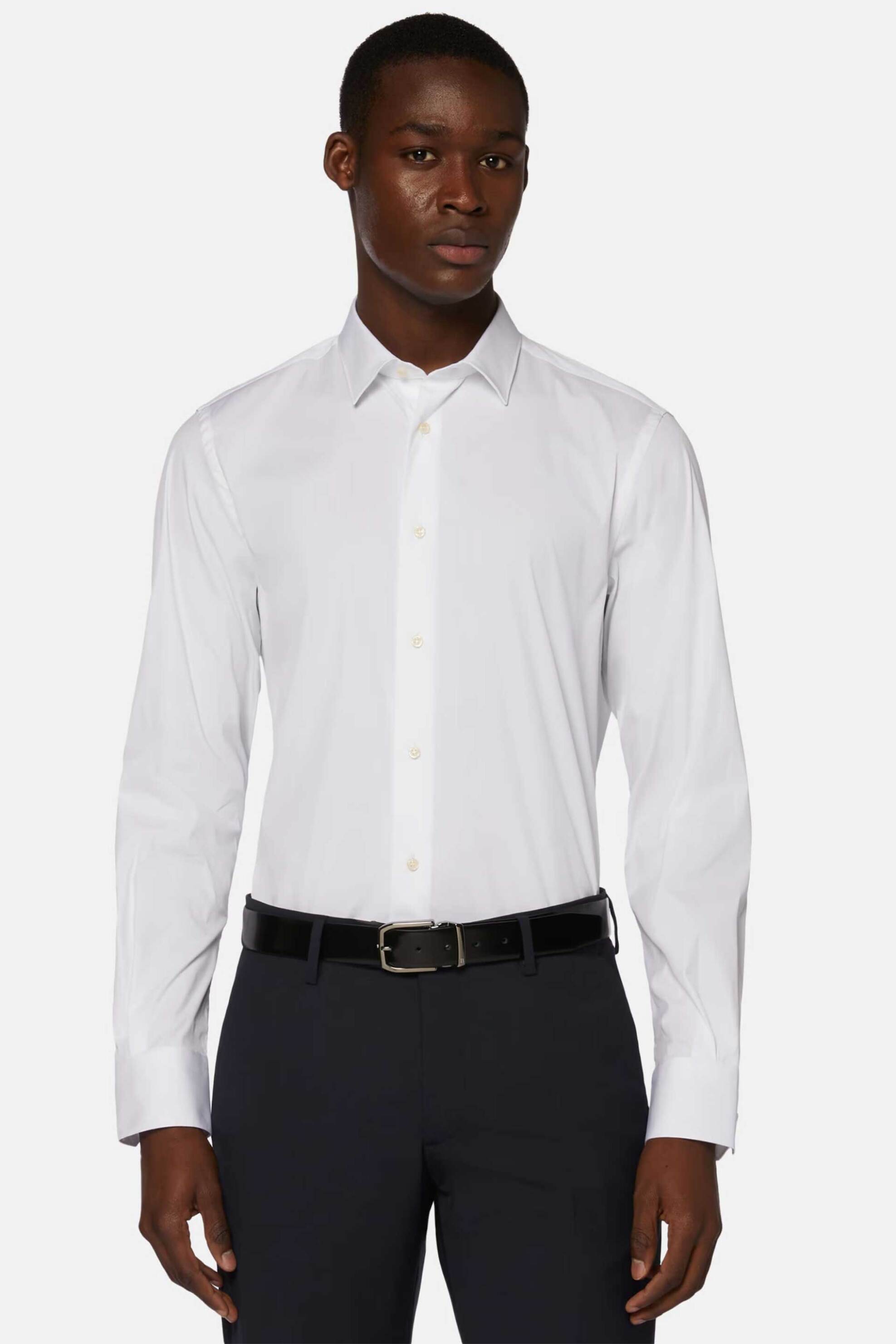 Boggi Milano ανδρικό πουκάμισο μονόχρωμο Slim Fit - BO22C009801 Λευκό
