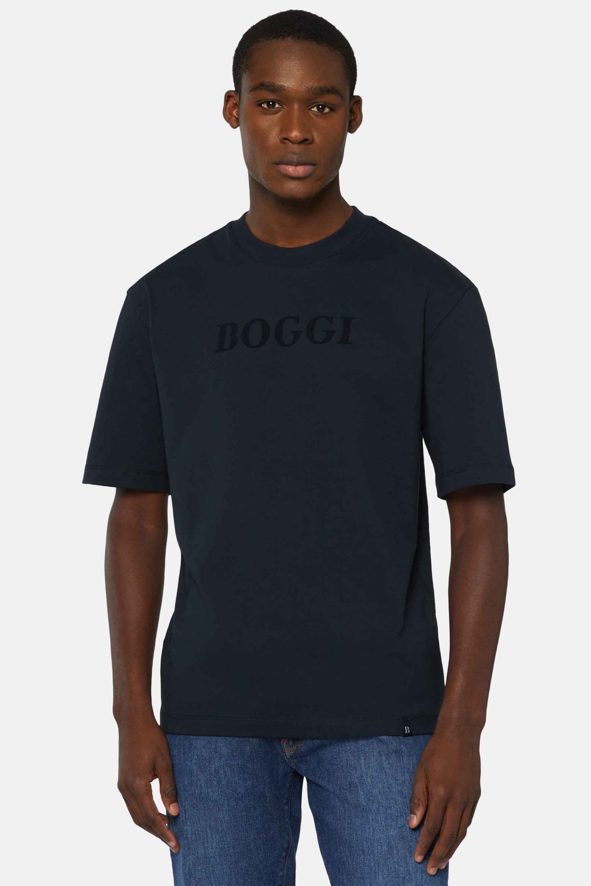 Ανδρική Μόδα > Ανδρικά Ρούχα > Ανδρικές Μπλούζες > Ανδρικά T-Shirts Boggi Milano ανδρικό T-shirt με λογότυπο Relaxed Fit - BO24P053501 Μπλε Σκούρο