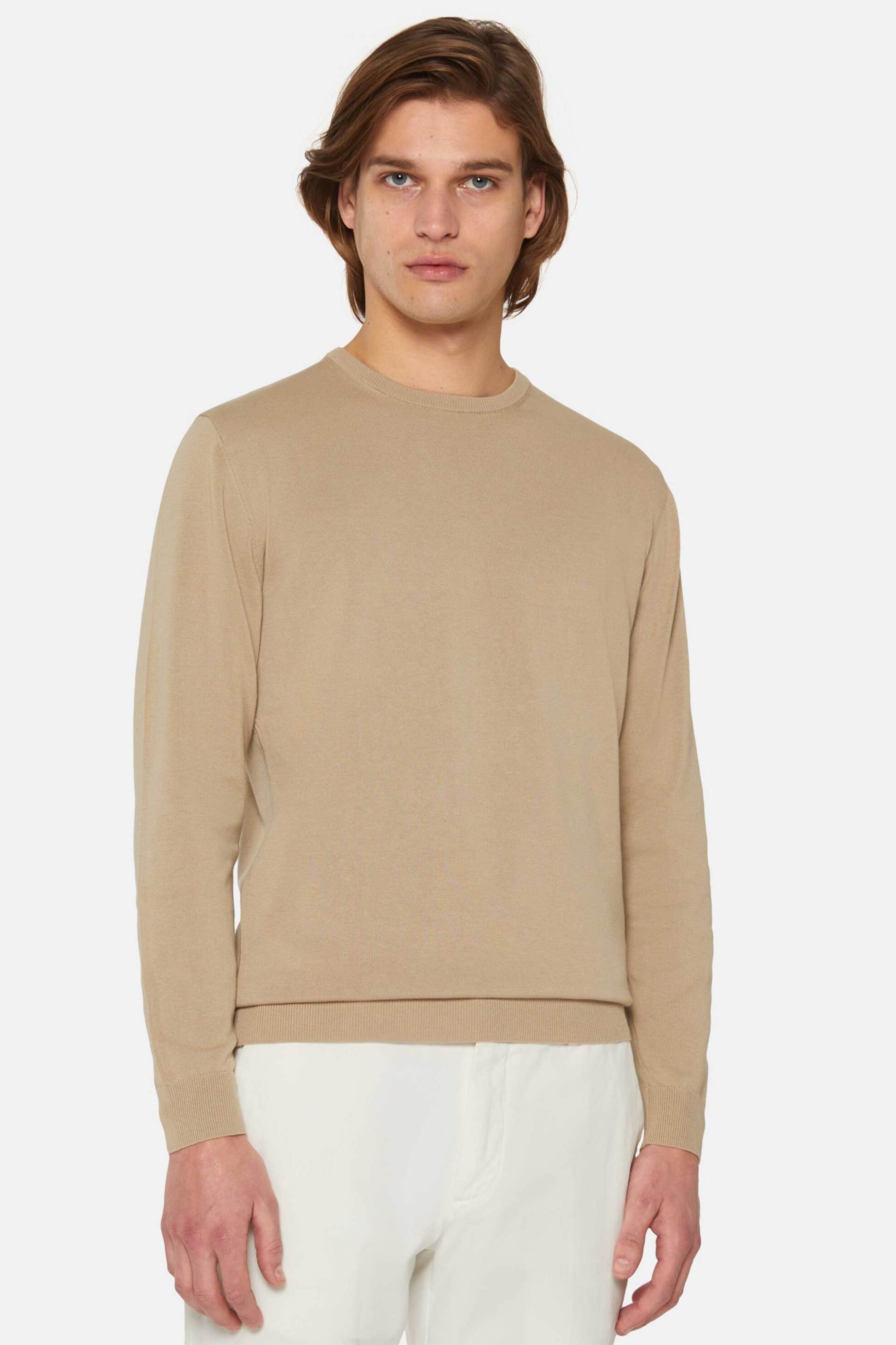 Boggi Milano ανδρικό πουλόβερ μονόχρωμο Regular Fit - BO24P027205 Μπεζ