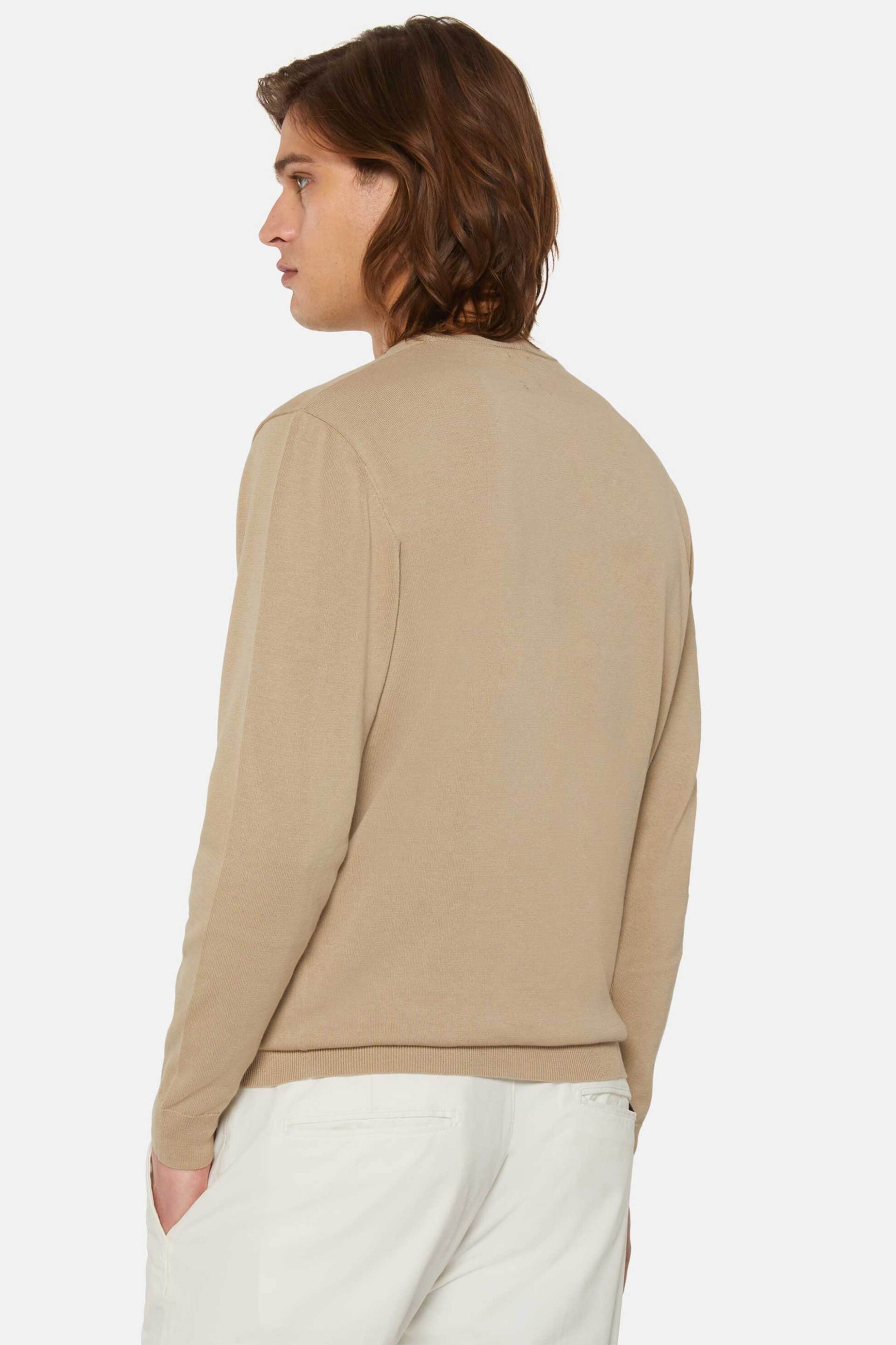 Boggi Milano ανδρικό πουλόβερ μονόχρωμο Regular Fit - BO24P027205 Μπεζ φωτογραφία