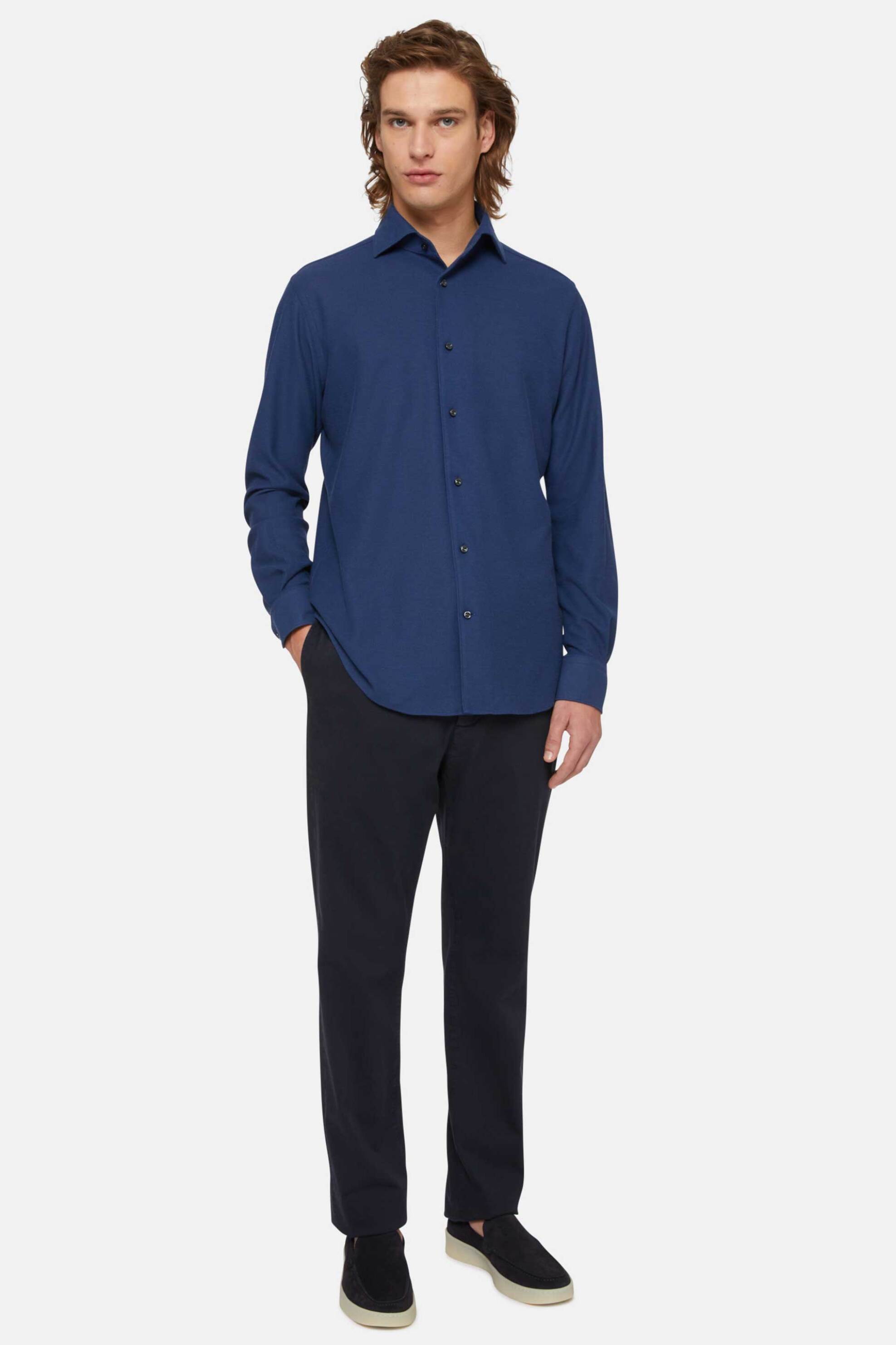 BOGGI MILANO Boggi Milano ανδρικό παντελόνι μονόχρωμο Straight Fit - BO24P059303 Μπλε Σκούρο