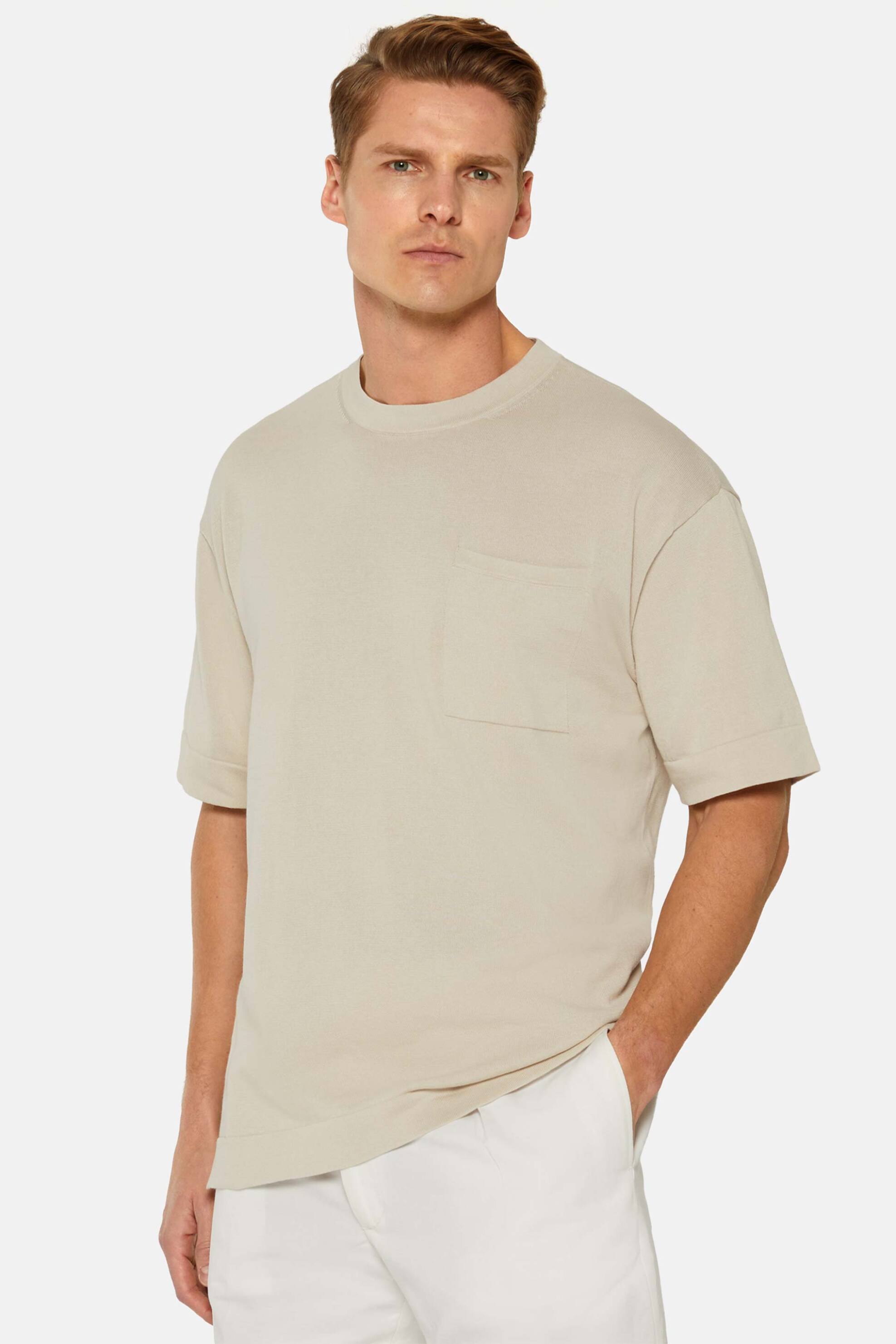 Ανδρική Μόδα > Ανδρικά Ρούχα > Ανδρικές Μπλούζες > Ανδρικά T-Shirts Boggi Milano ανδρική πλεκτή κοντομάνικη μπλούζα Relaxed Fit - BO24P070603 Μπεζ