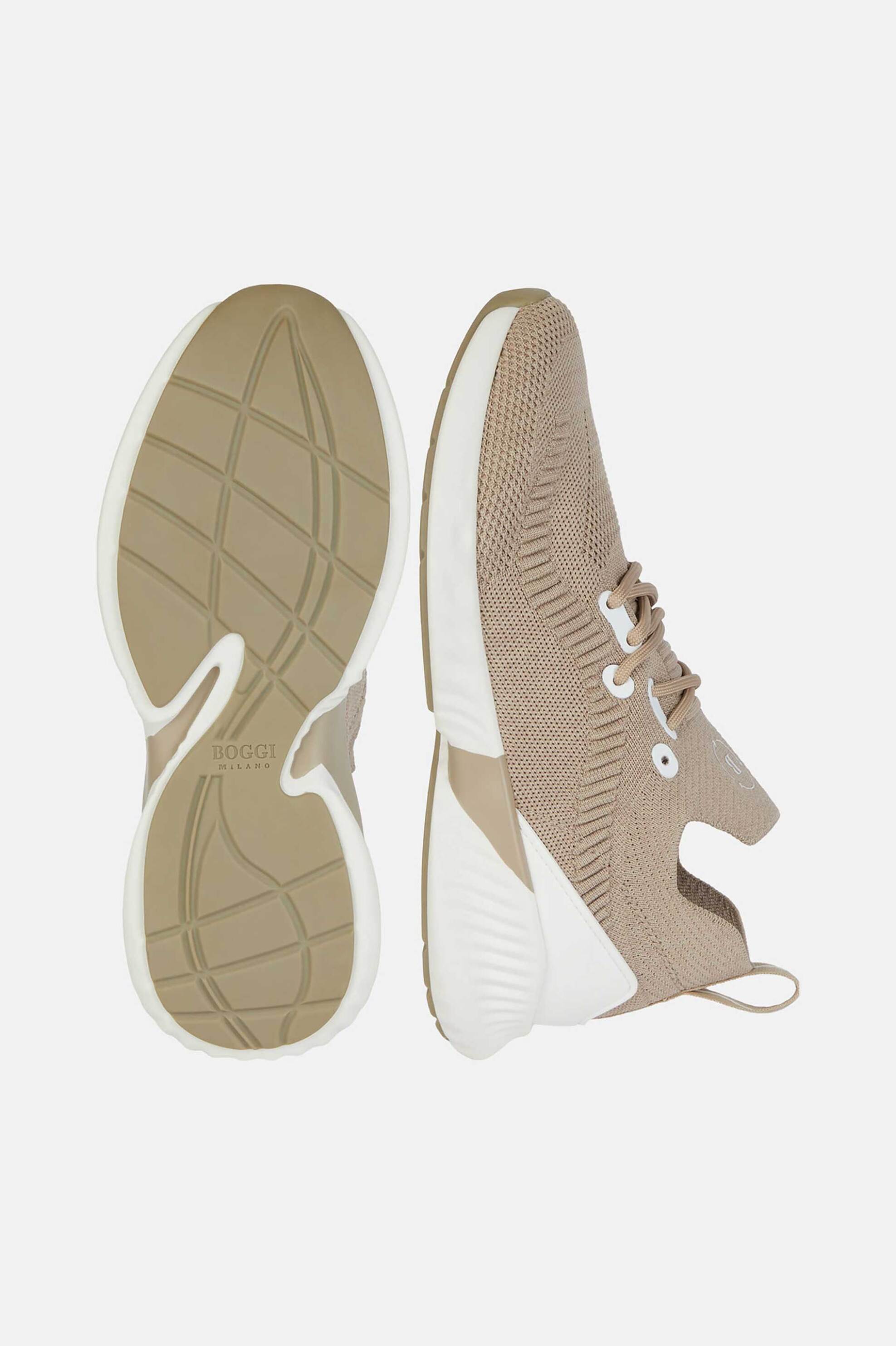 Boggi Milano ανδρικά sneakers με λεπτομέρειες από καουτσούκ και λογότυπο - BO24P017902 Μπεζ φωτογραφία