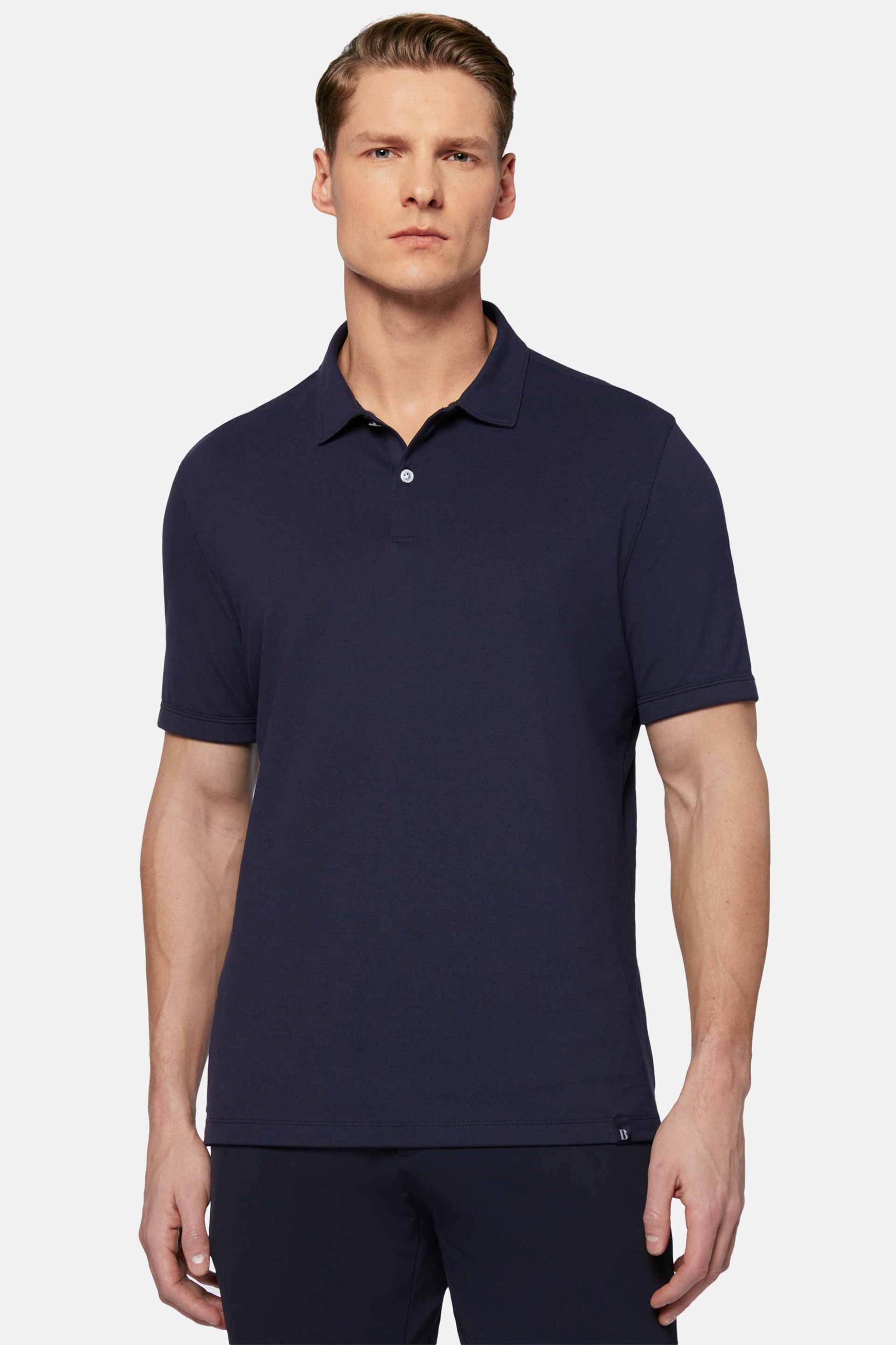 Boggi Milano ανδρική πόλο μπλούζα πικέ Regular Fit - BO24P031602 Μπλε Σκούρο