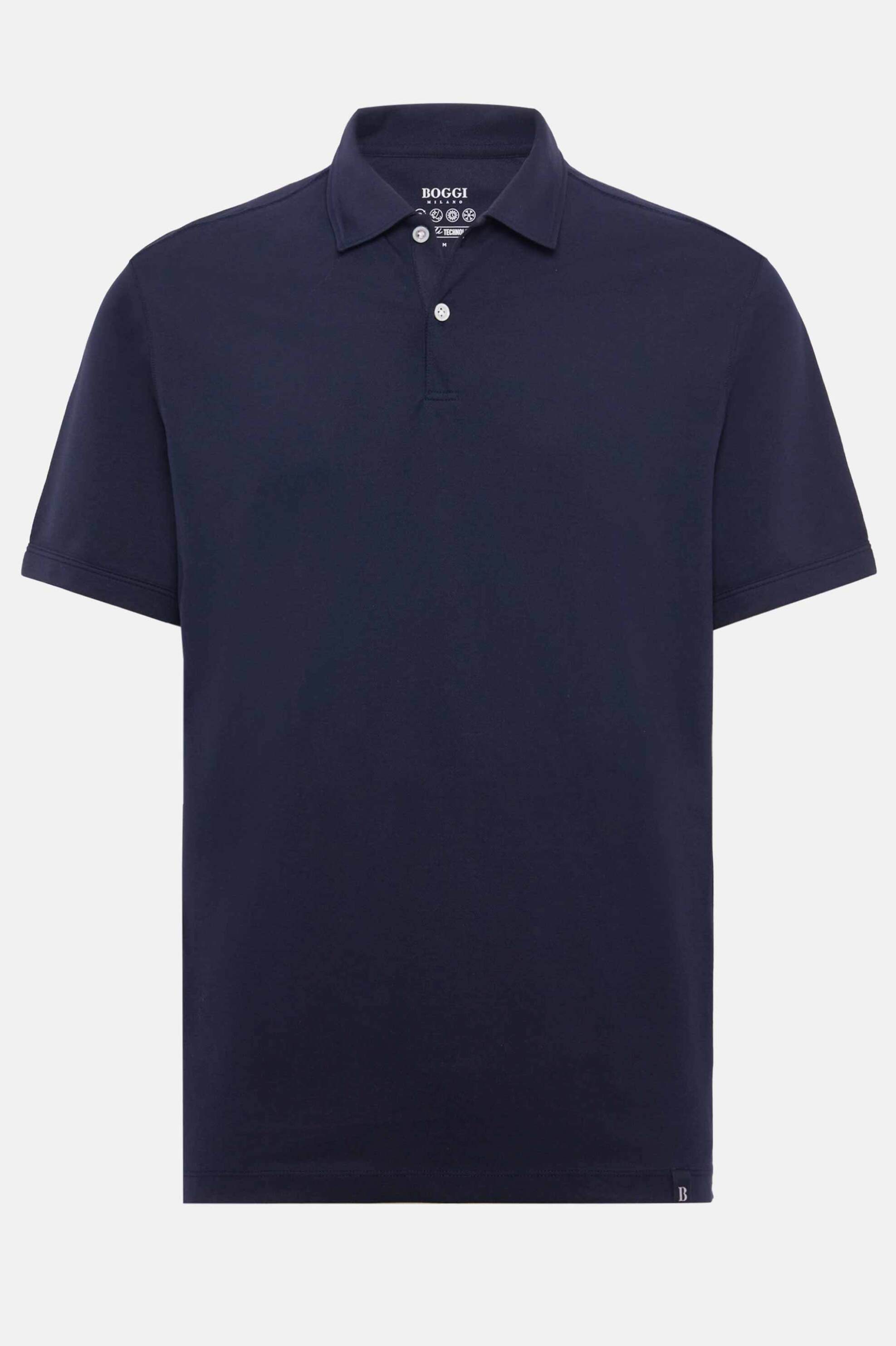 Boggi Milano Ανδρική Πόλο Μπλούζα Πικέ Regular Fit - Bo24P031602 Μπλε Σκούρο