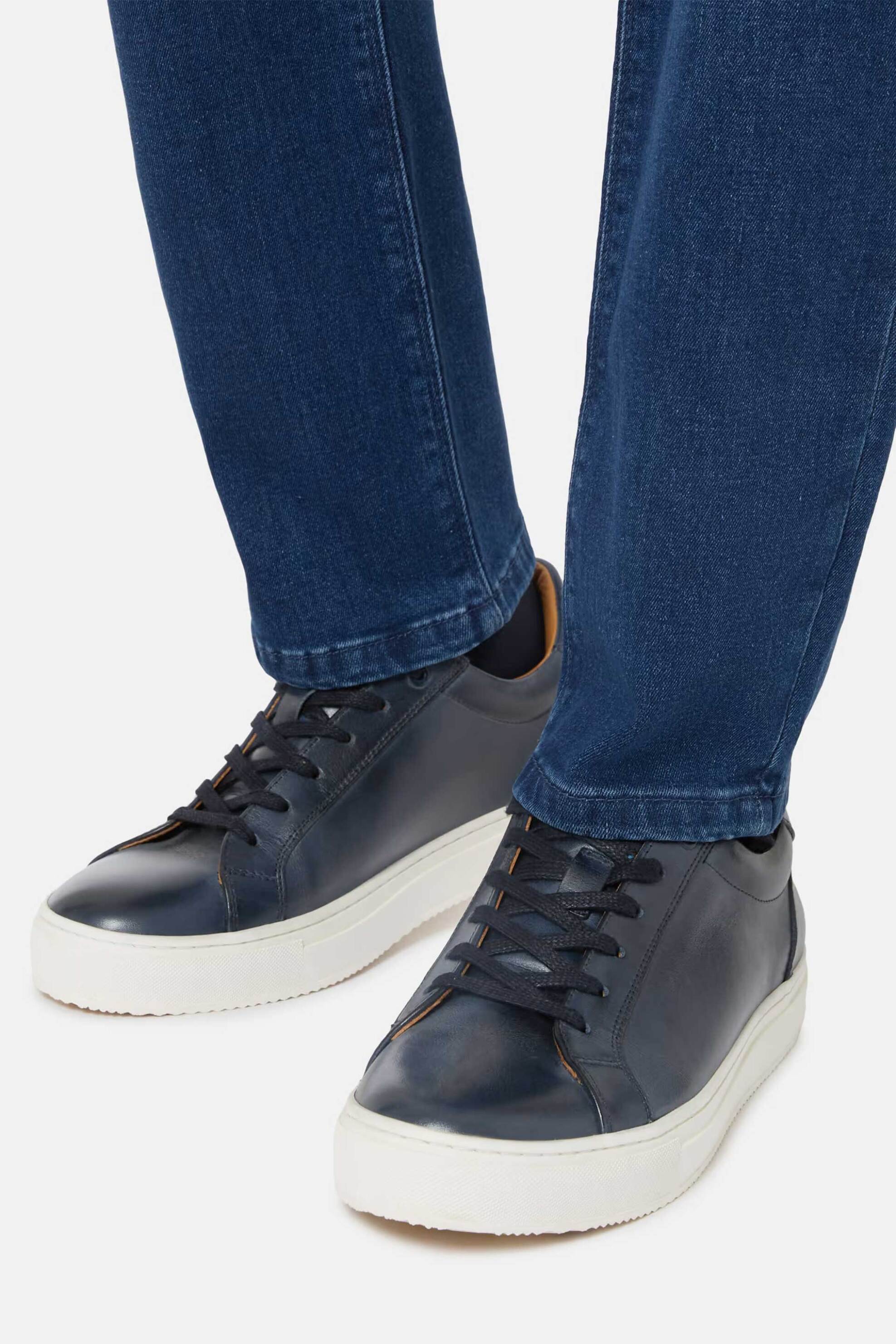 Boggi Milano Ανδρικά Δερμάτινα Sneakers - Bo22C014402 Μπλε Σκούρο