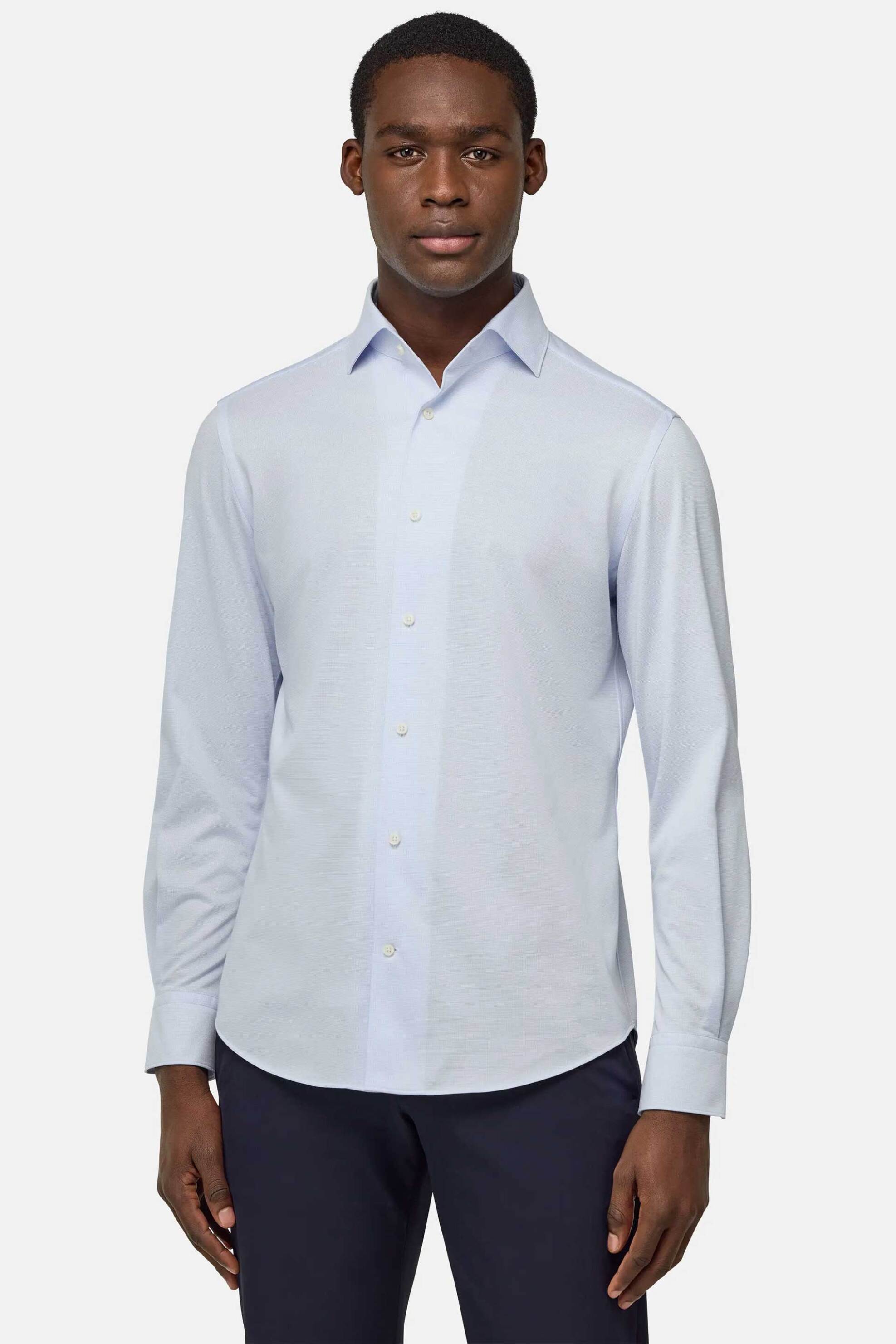 Boggi Milano ανδρικό πουκάμισο μονόχρωμο Regular Fit - BO25P001701 Σιελ
