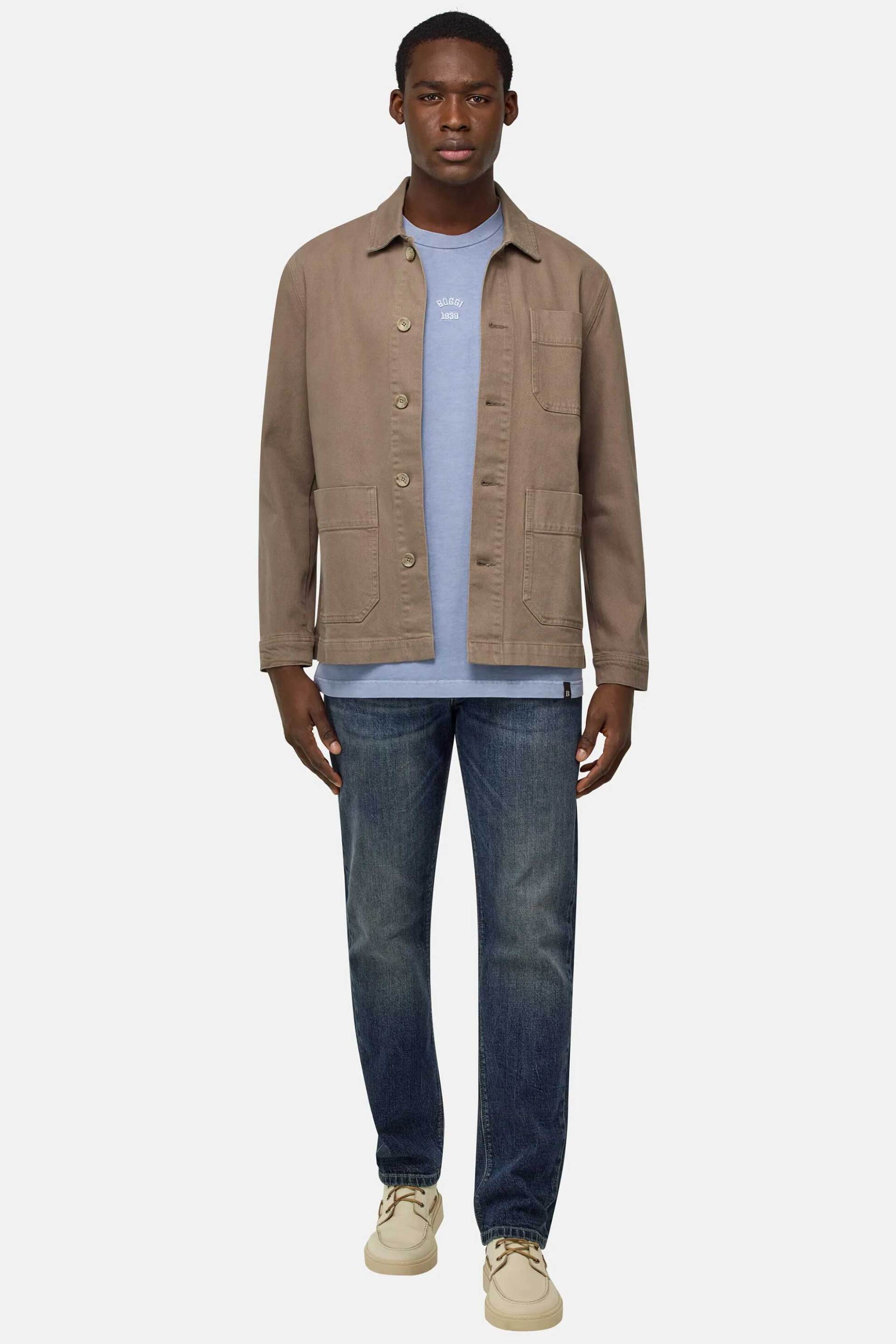 Boggi Milano ανδρικό μάλλινο overshirt μονόχρωμο - BO25P071701 Καφέ Ανοιχτό φωτογραφία