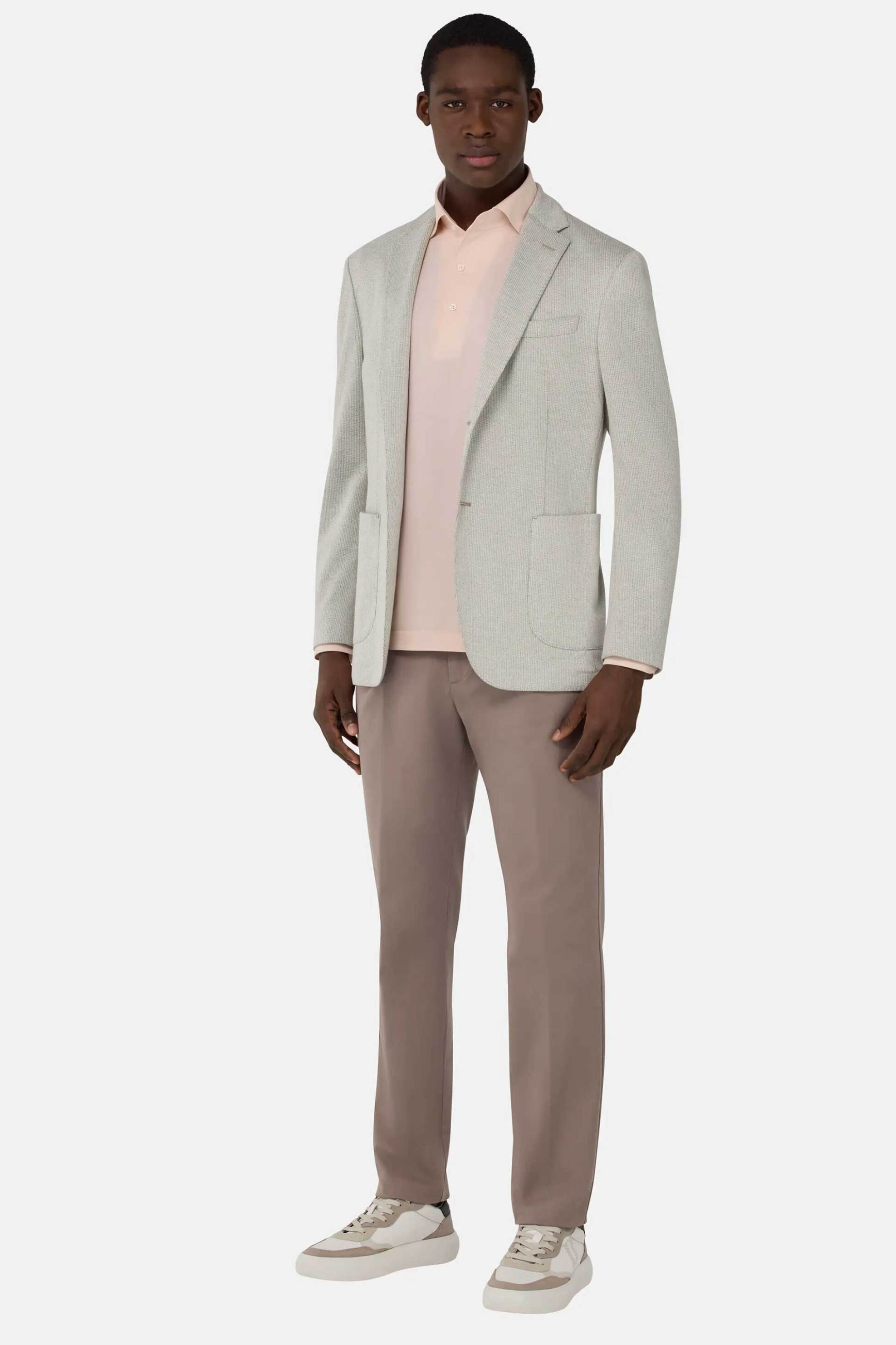 Boggi Milano ανδρικό σακάκι με herringbone pattern Regular Fit - BO25P031401 Γκρι φωτογραφία