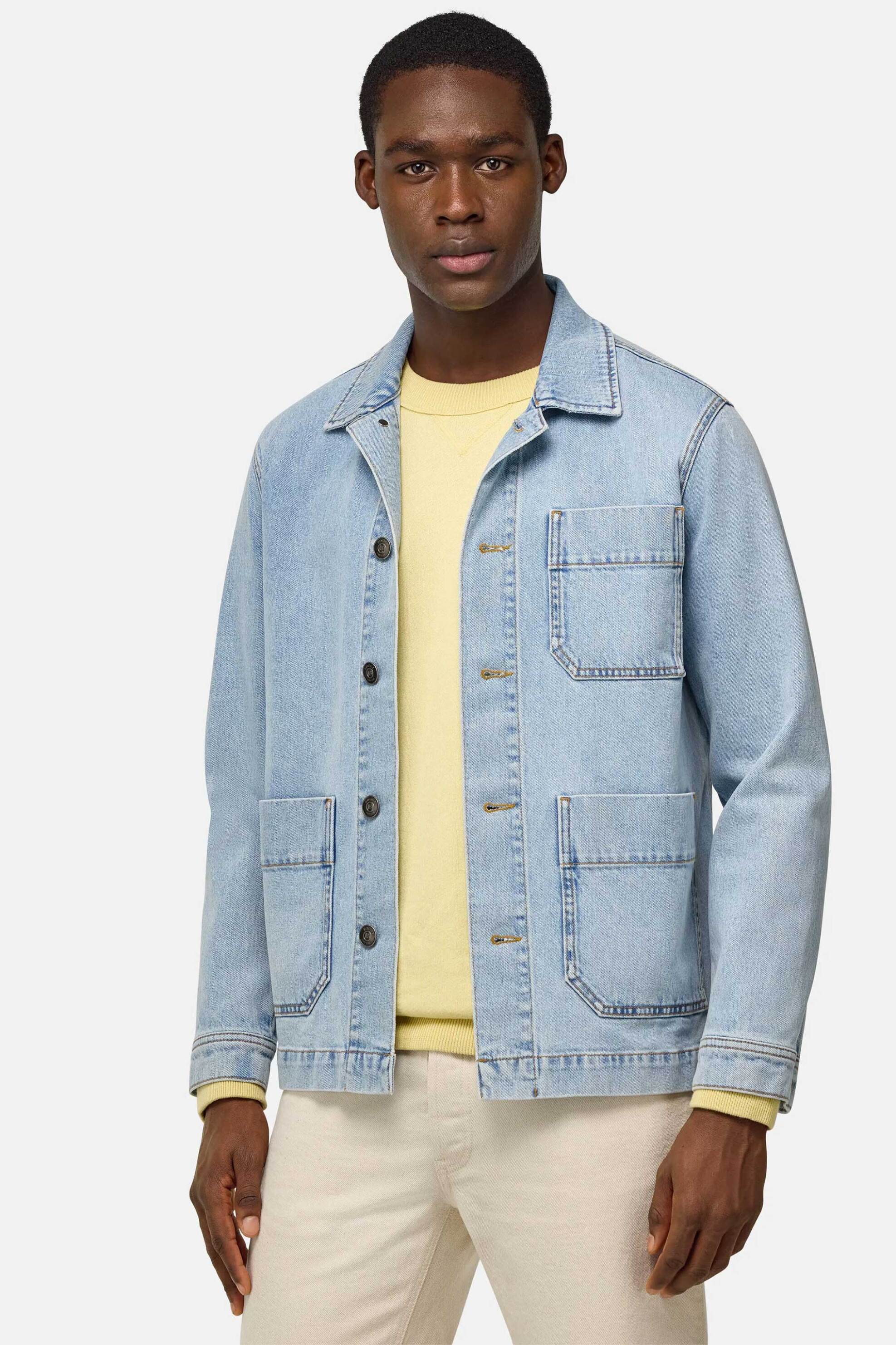BOGGI MILANO Boggi Milano ανδρικό denim overshirt με τσεπάκια Regular Fit - BO25P071801 Denim Blue