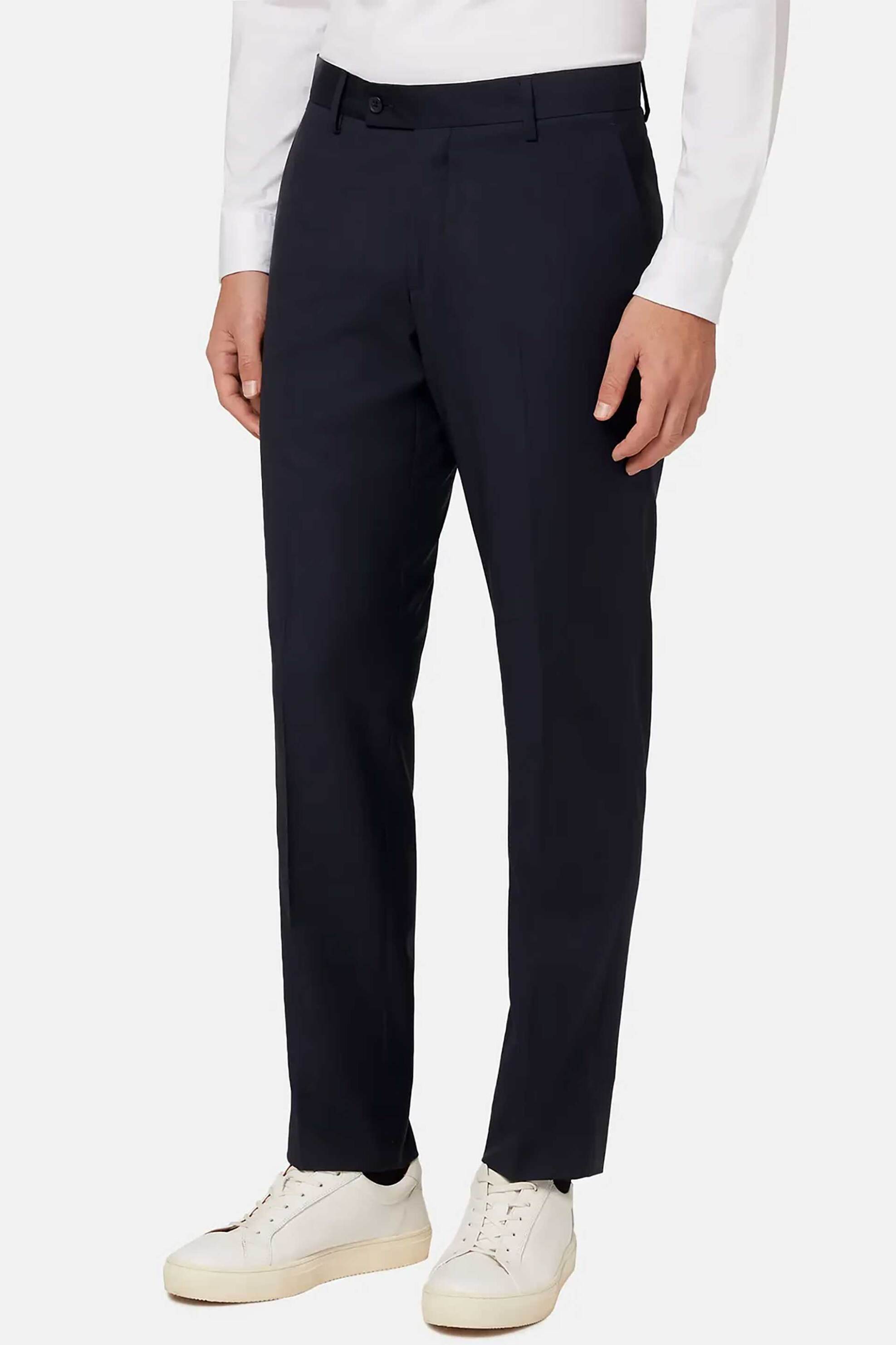 Boggi Milano ανδρικό παντελόνι από μαλλί Regular Fit - BO22C012301 Μπλε Σκούρο φωτογραφία