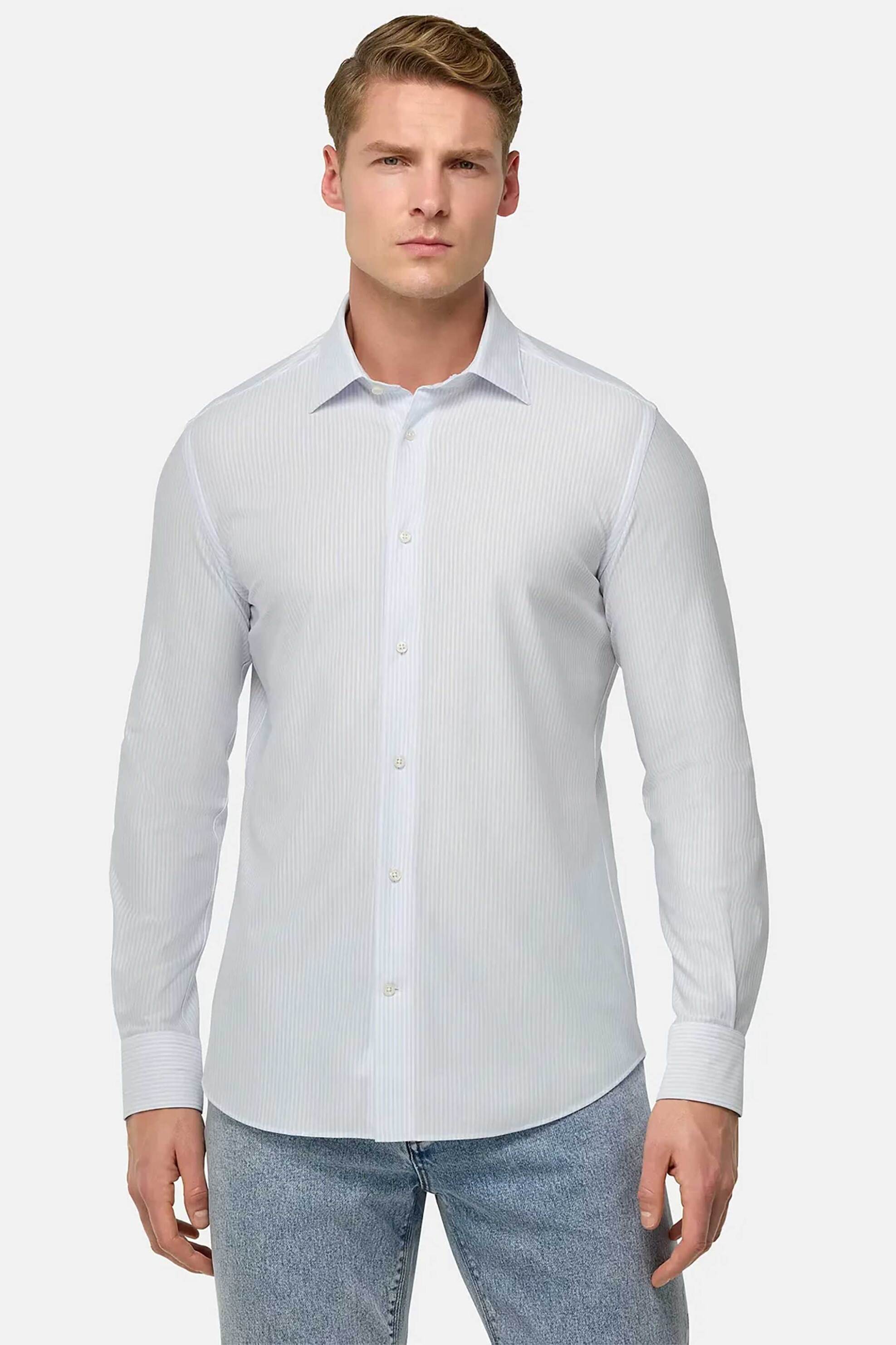 Boggi Milano ανδρικό πουκάμισο μονόχρωμο Regular Fit - BO25P001801 Σιελ