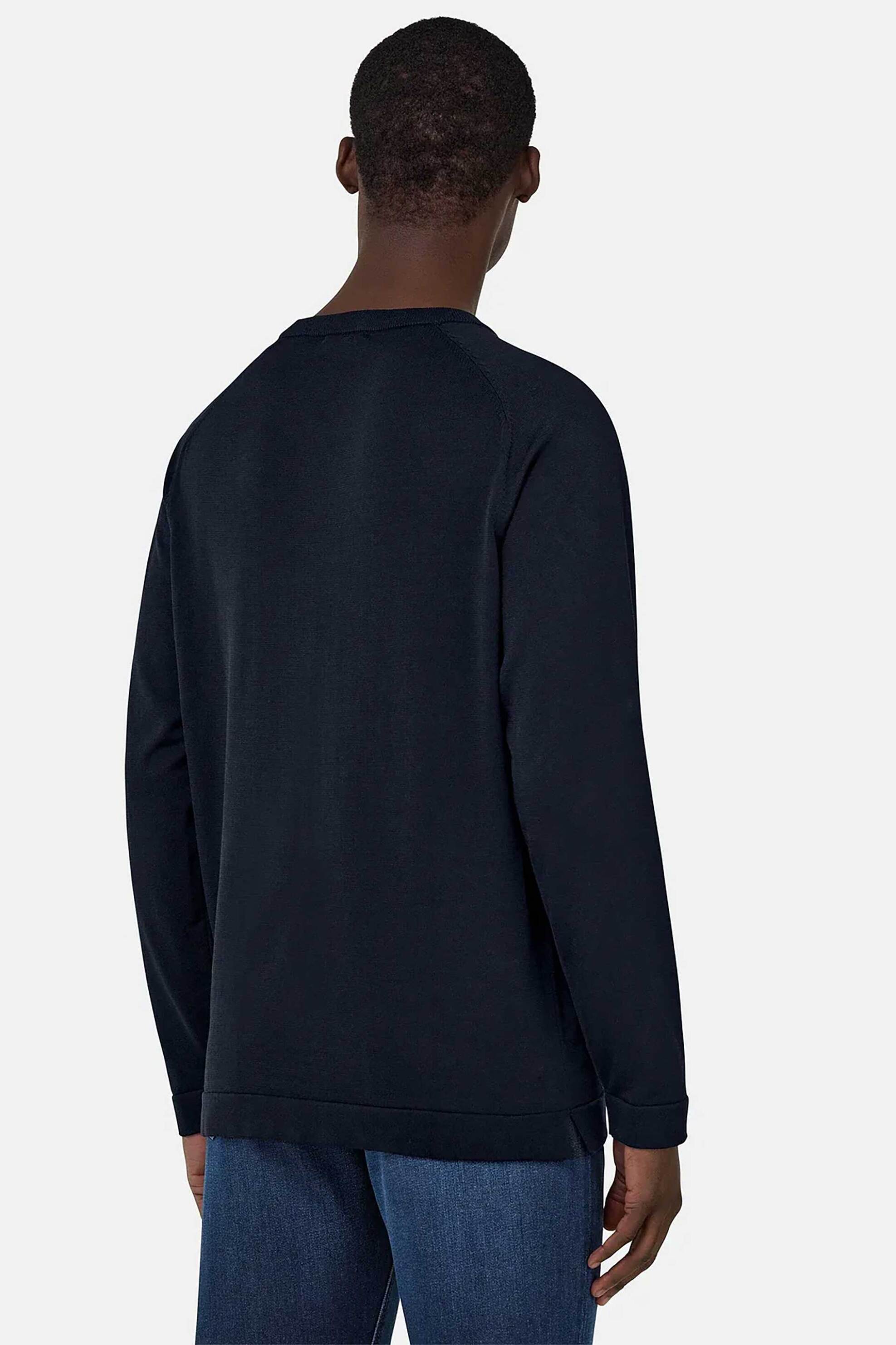 Boggi Milano Ανδρική Μακρυμάνικη Μπλούζα Μονόχρωμη Regular Fit - Bo25P022202 Μπλε Σκούρο